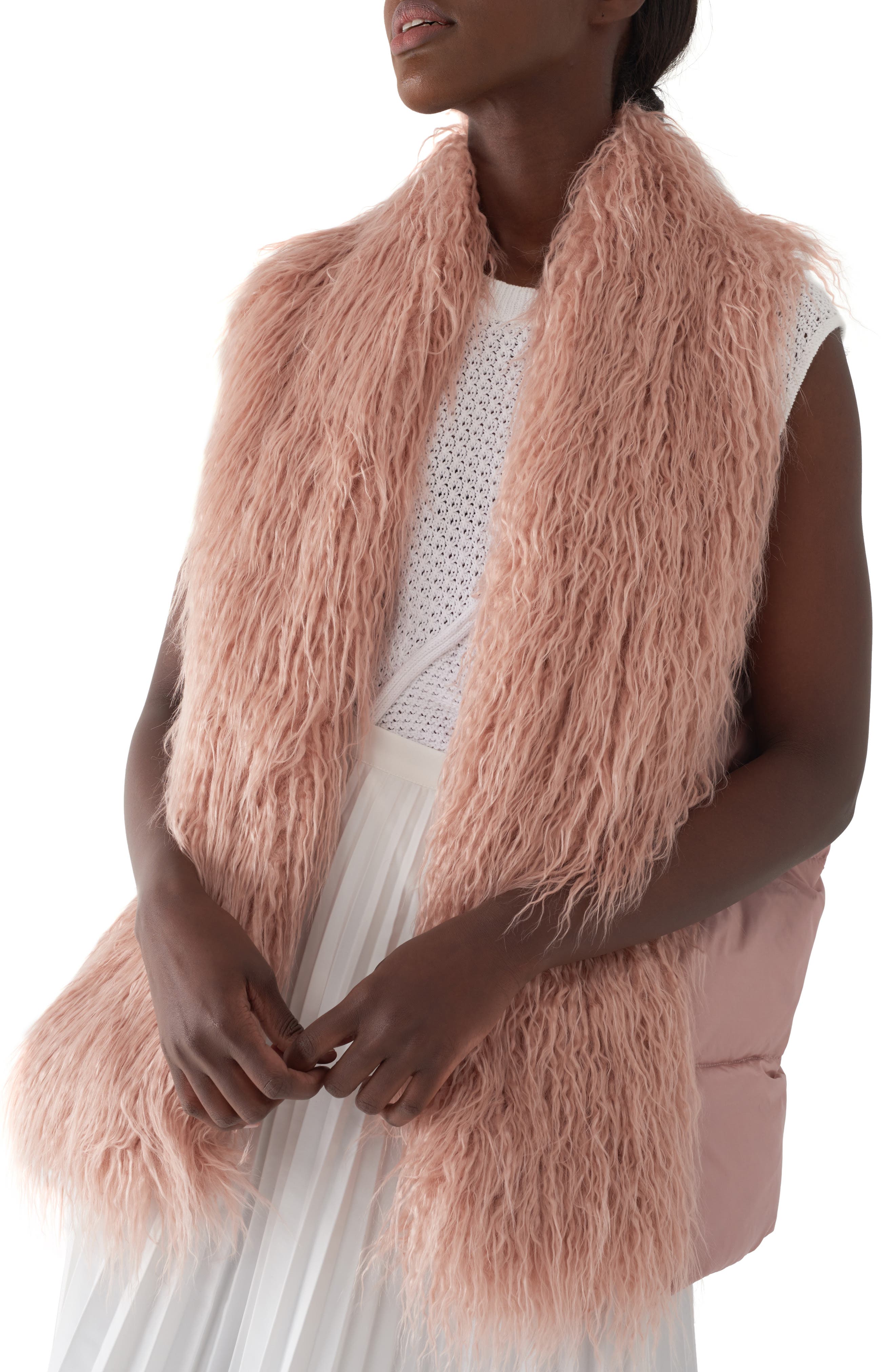 Sosken Gila Down & Faux Fur Vest, Pink