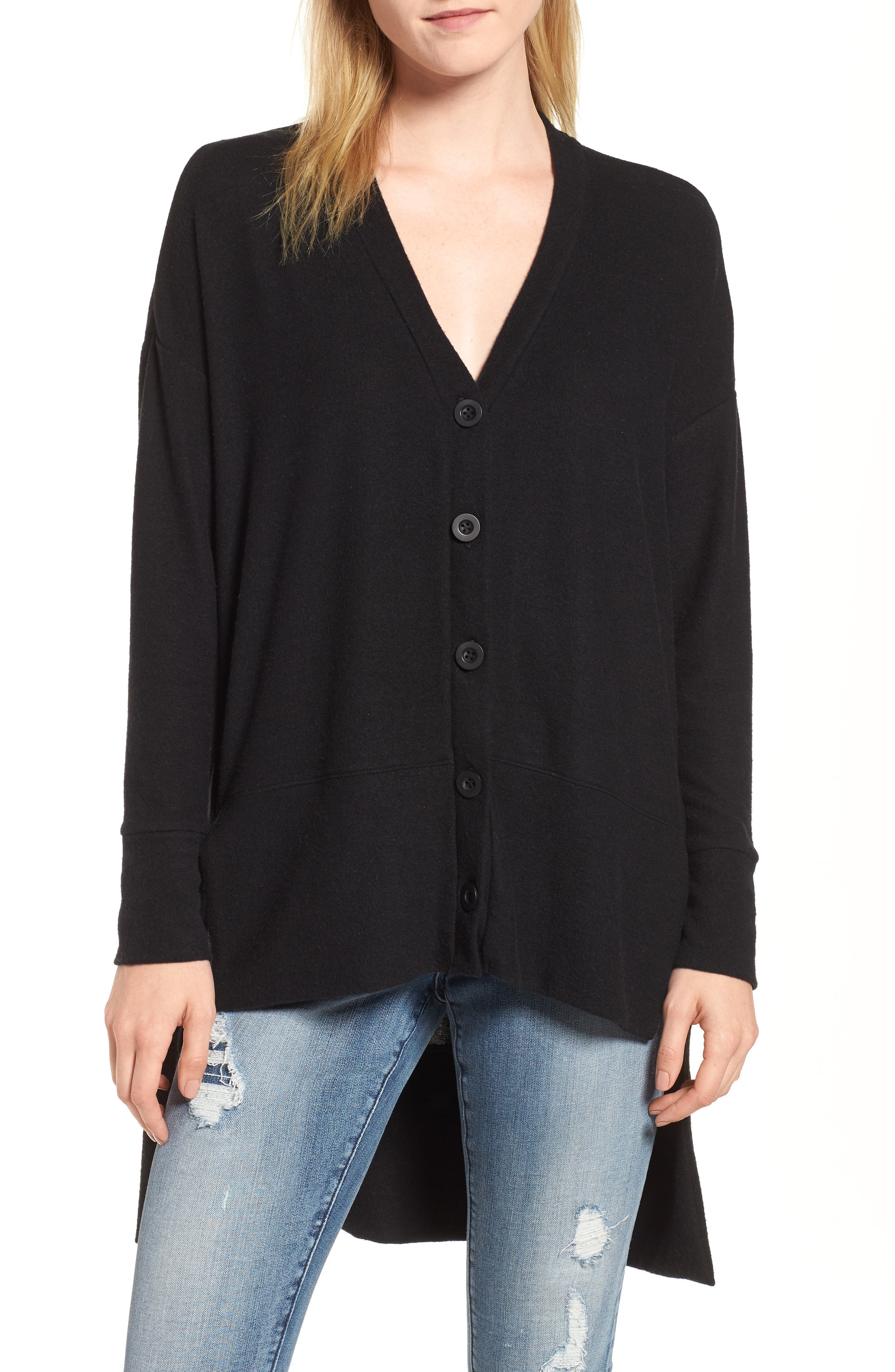 Petite Gibson High/low Easy Cardigan, Black