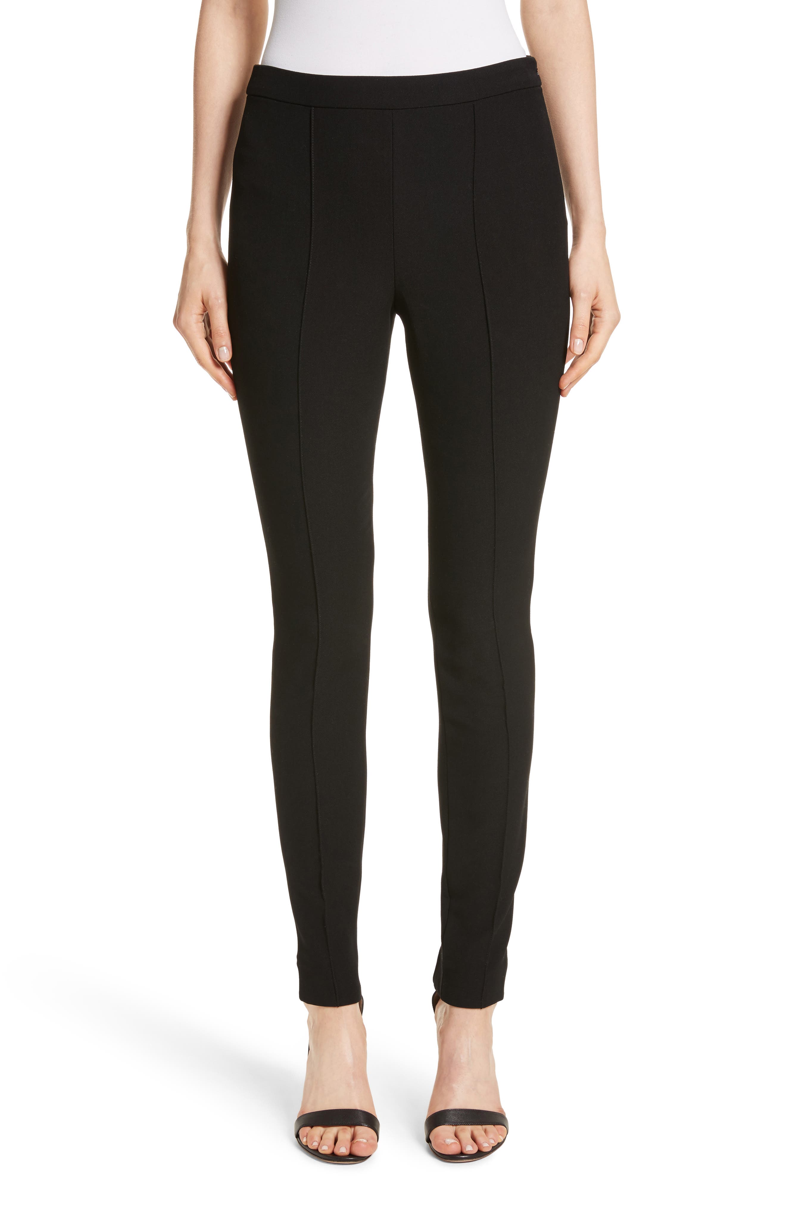 St. John Collection Bella Double Weave Leggings, Black