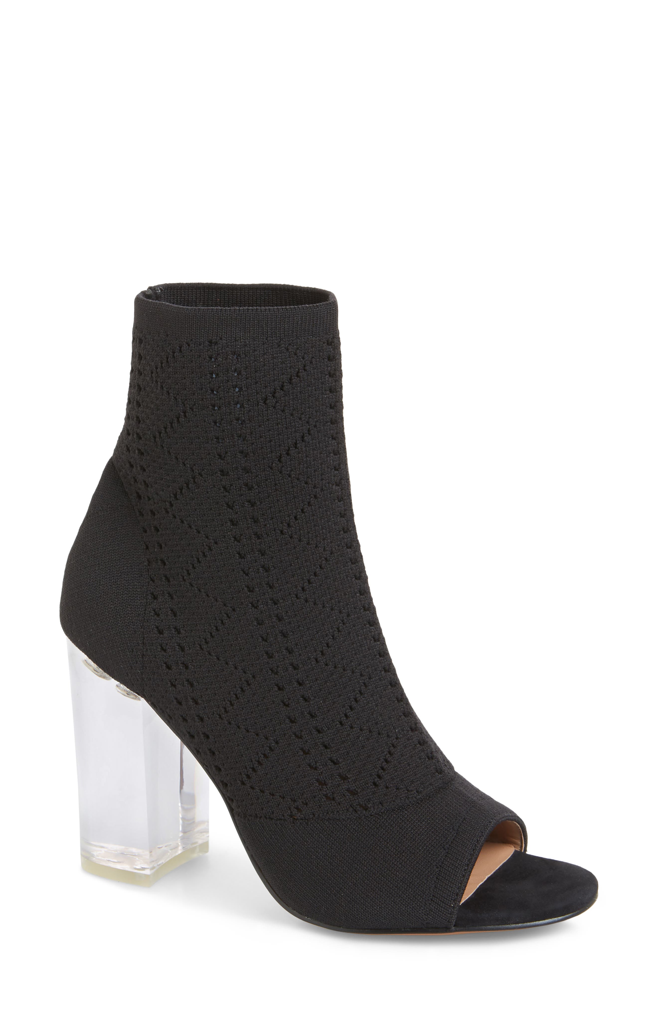 Linea Paolo Hollis Peep Toe Sock Bootie, Black