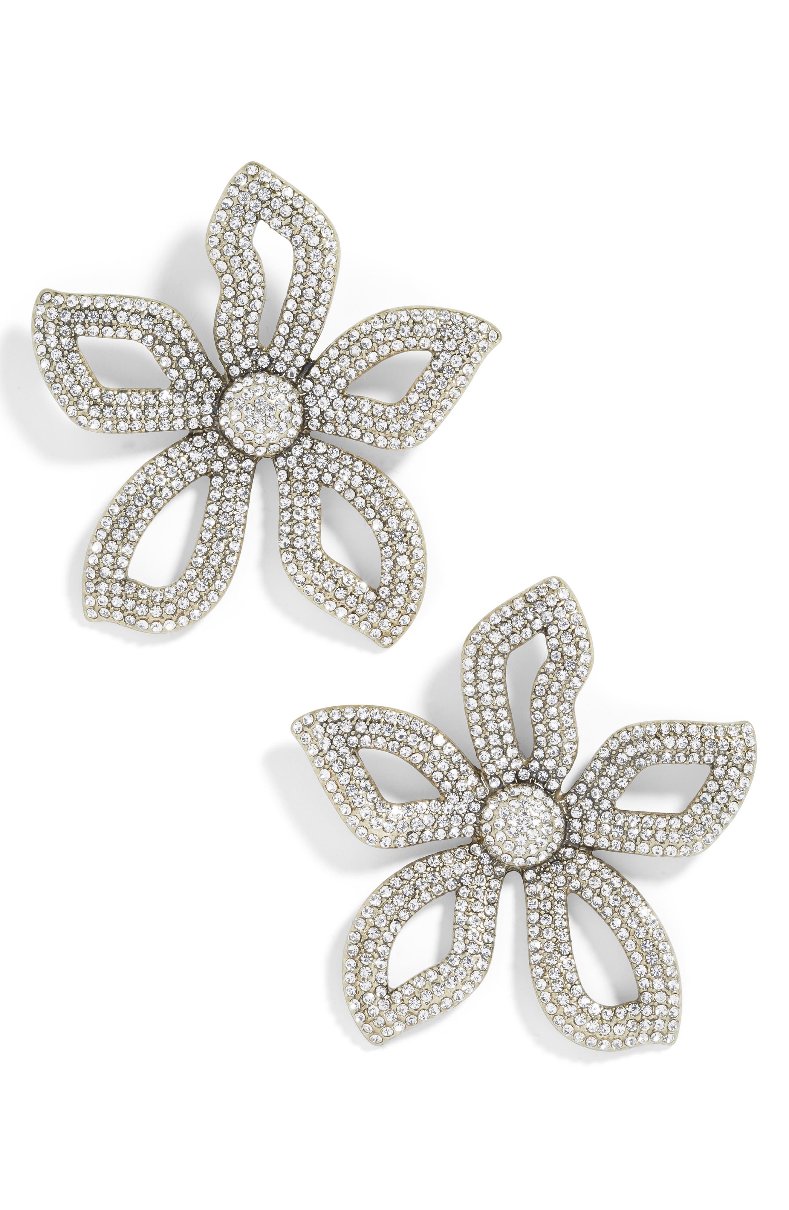 Primina Flower Drop Earrings,
 Main,
 color, CLEAR