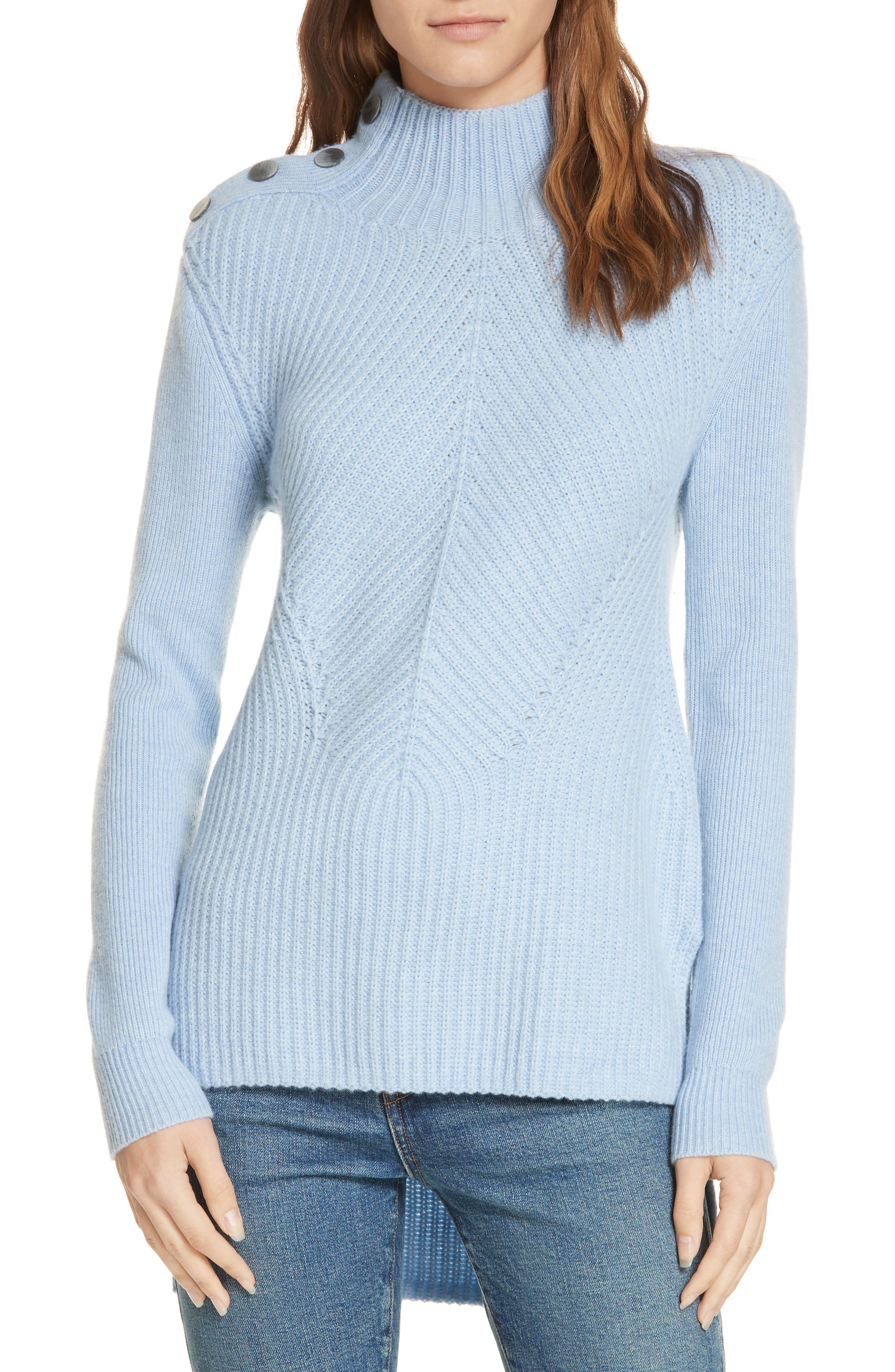 Veronica Beard Rama Merino Wool & Cashmere High/low Sweater, Blue