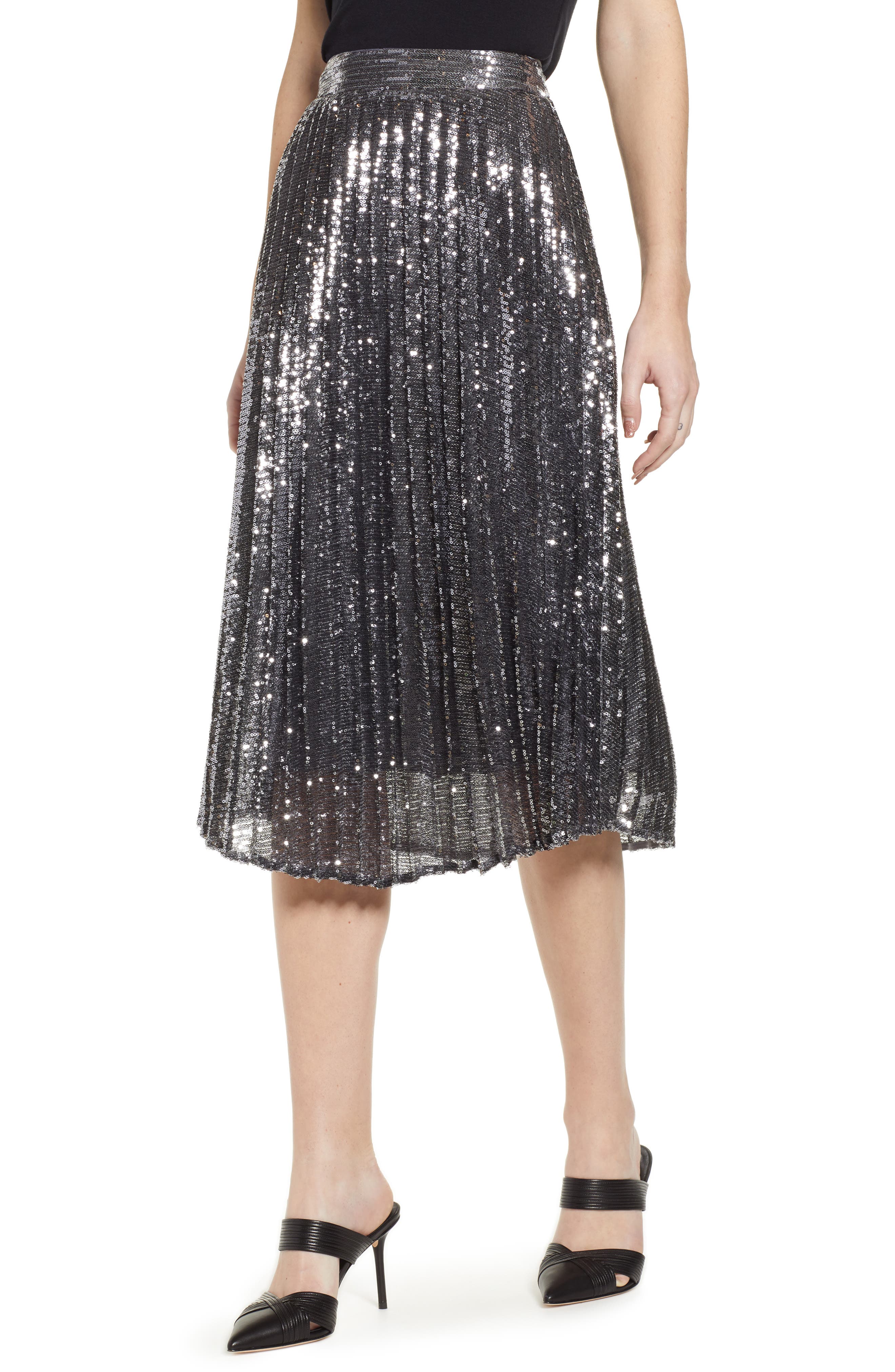 Chelsea28 Sequin Skirt, Metallic
