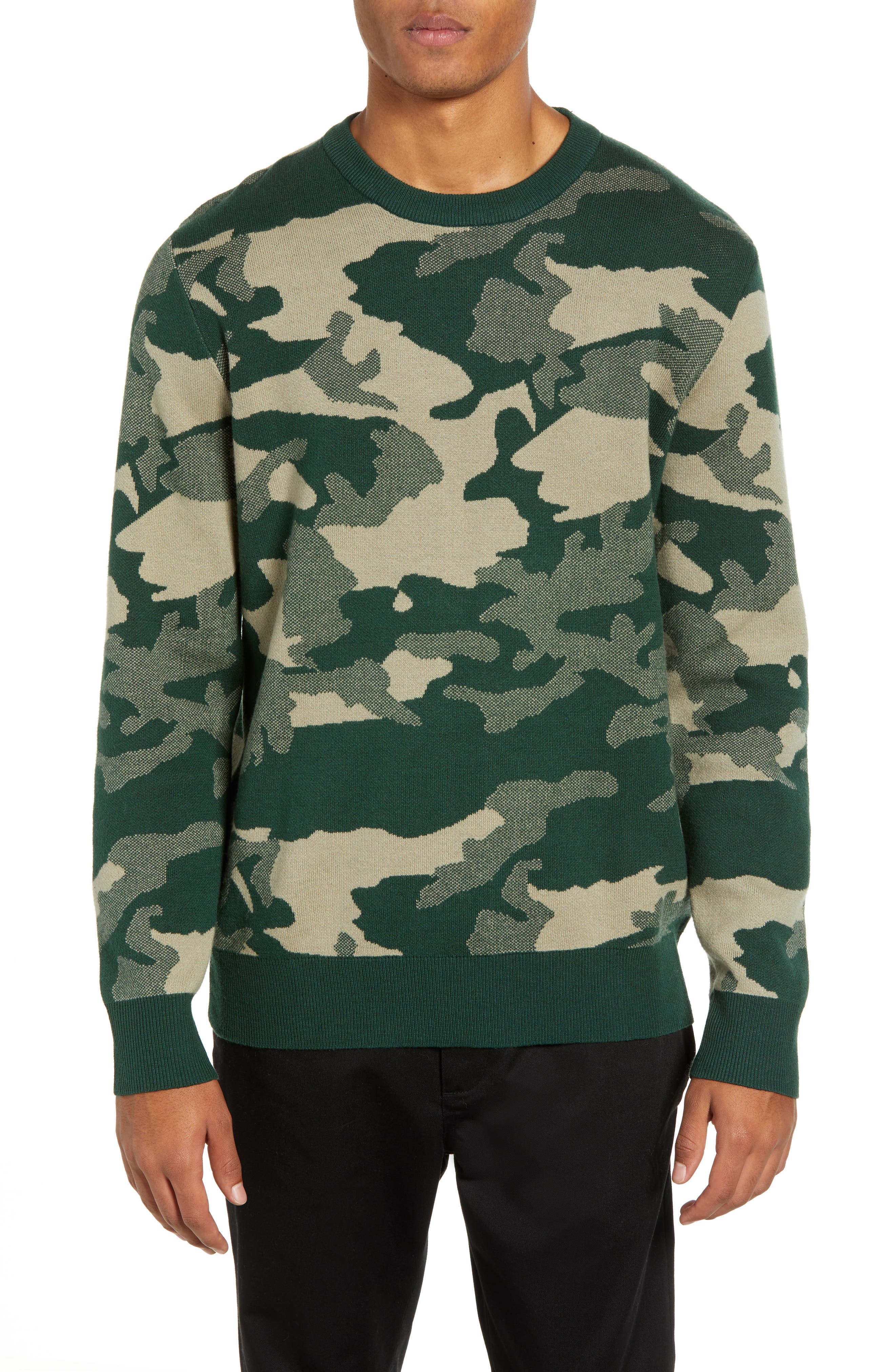 Wesc Anwar Camo Crewneck Sweater, Green