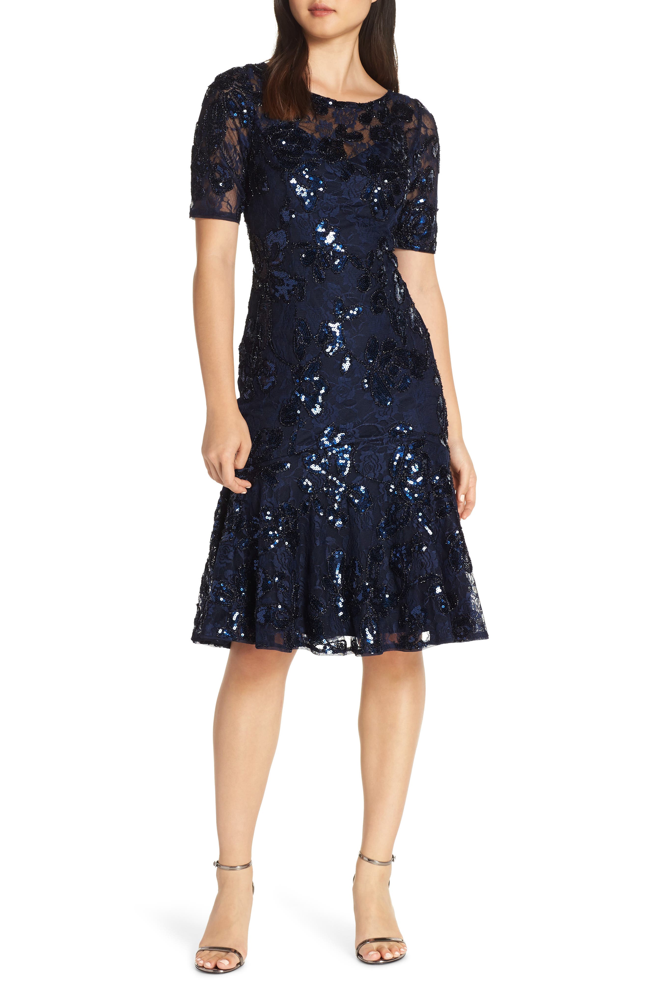 Adrianna Papell Sequin Embellished Dress, Blue