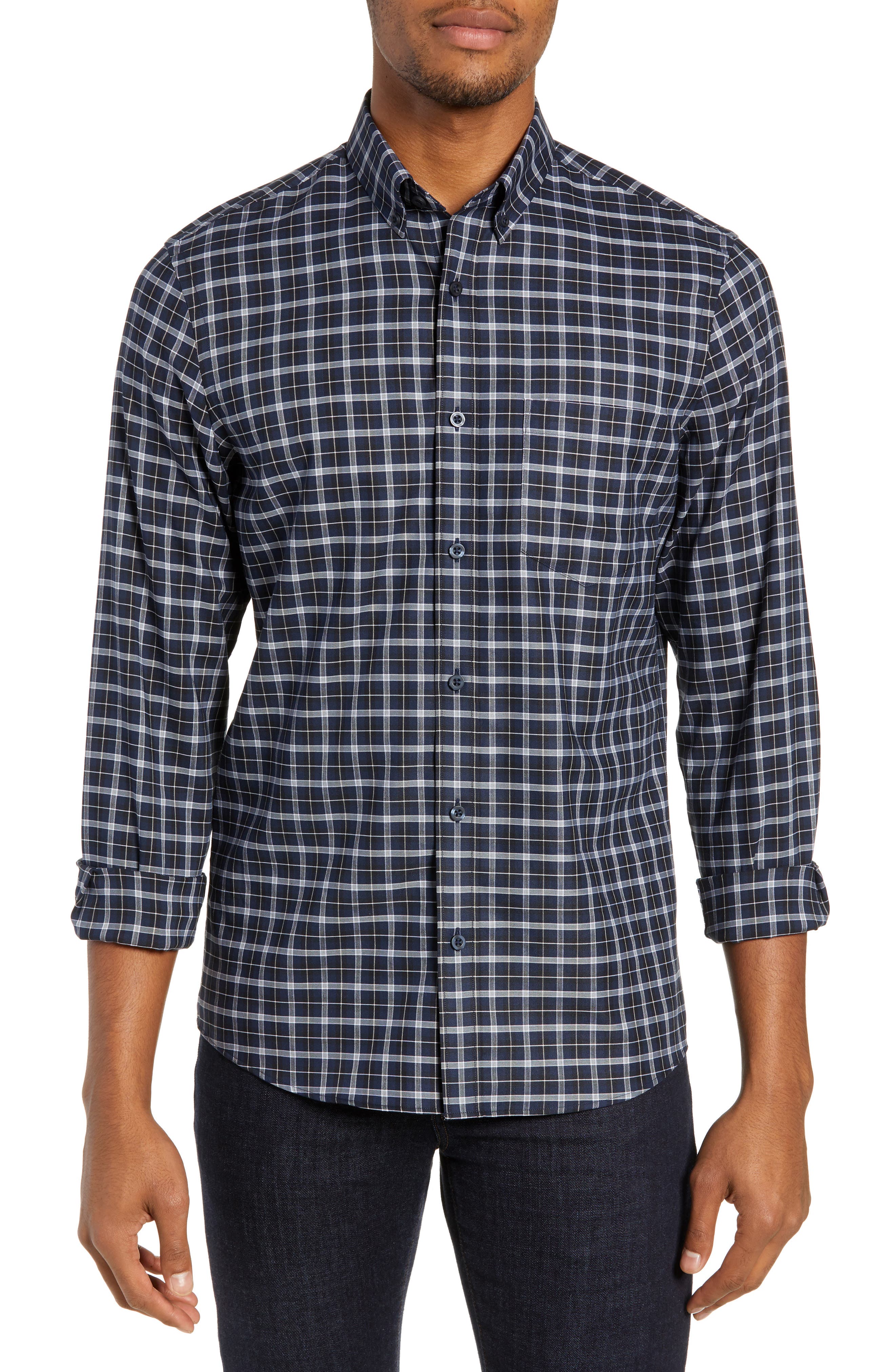 Nordstrom Shop Tech-Smart Slim Fit Check Sport Shirt