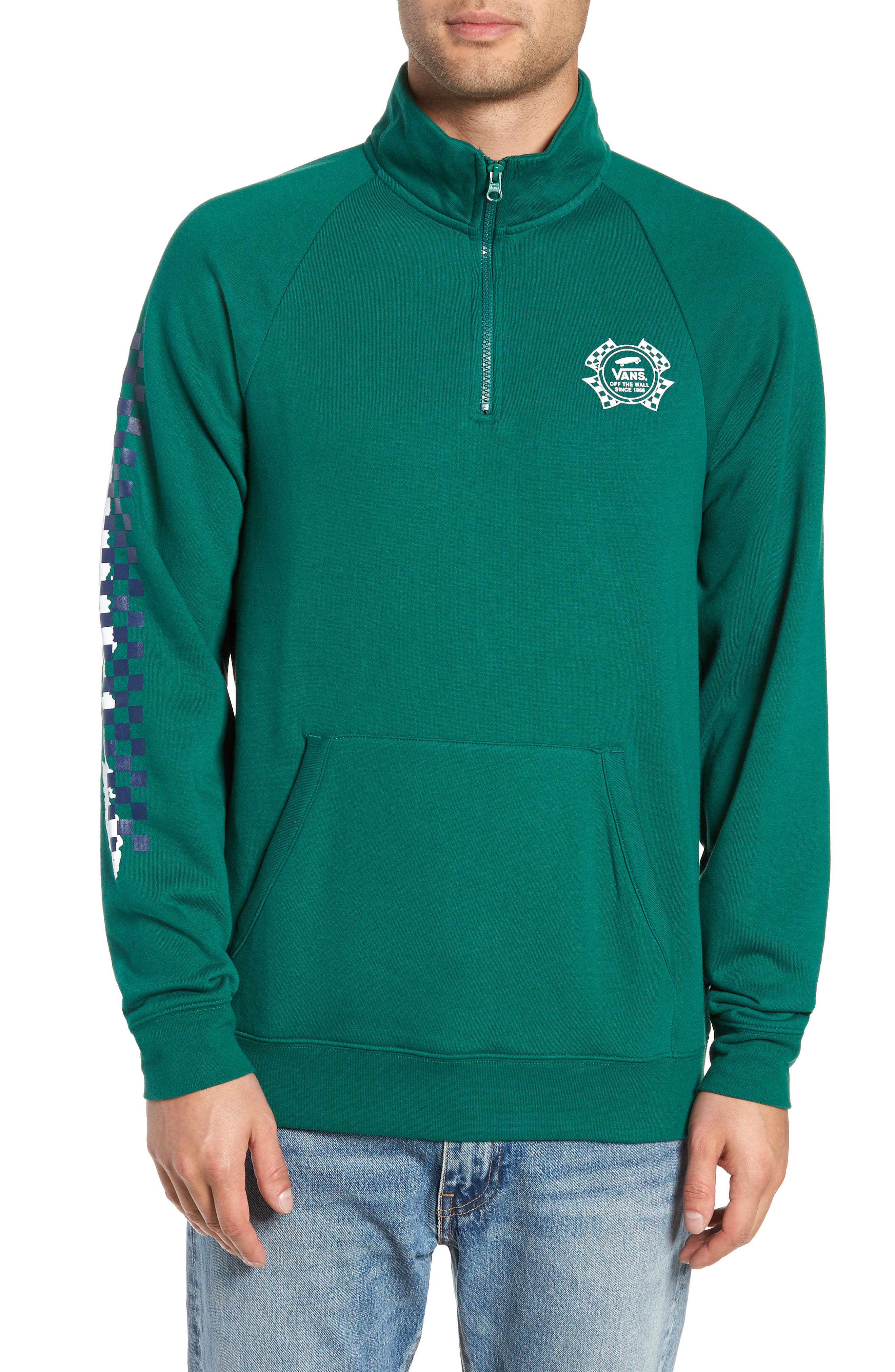 Vans Check It Quarter Zip Pullover, Green