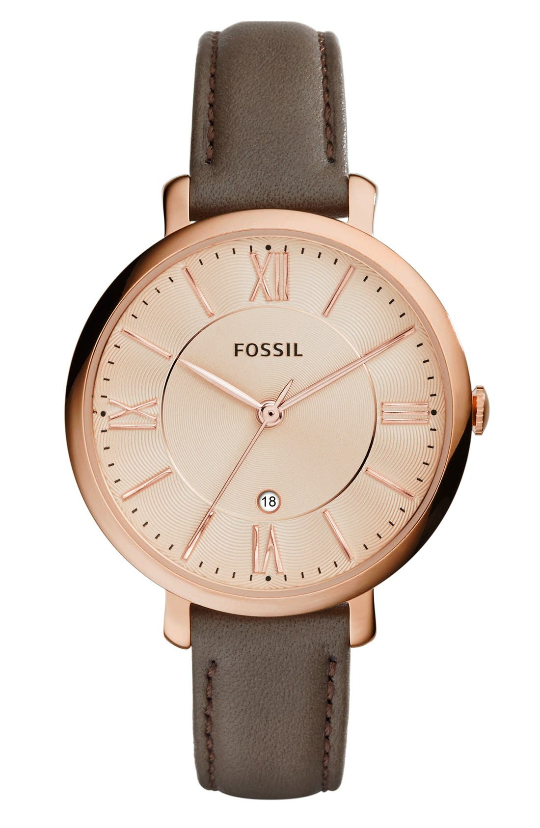 Fossil 'Jacqueline' Round Leather Strap Watch, 36mm Nordstrom