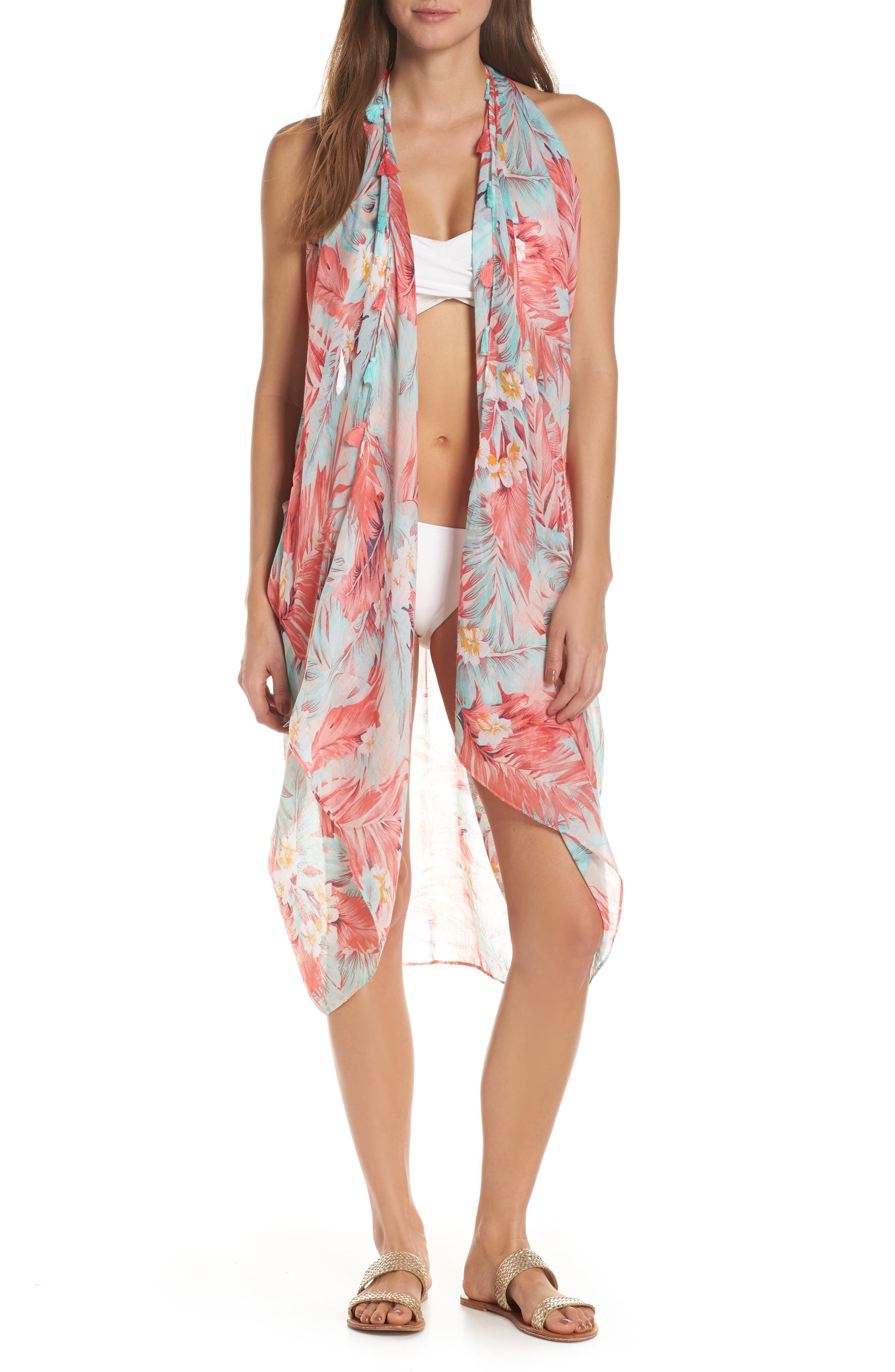 Pool To Party Spirit Cover-Up Vest, Size One Size - Coral