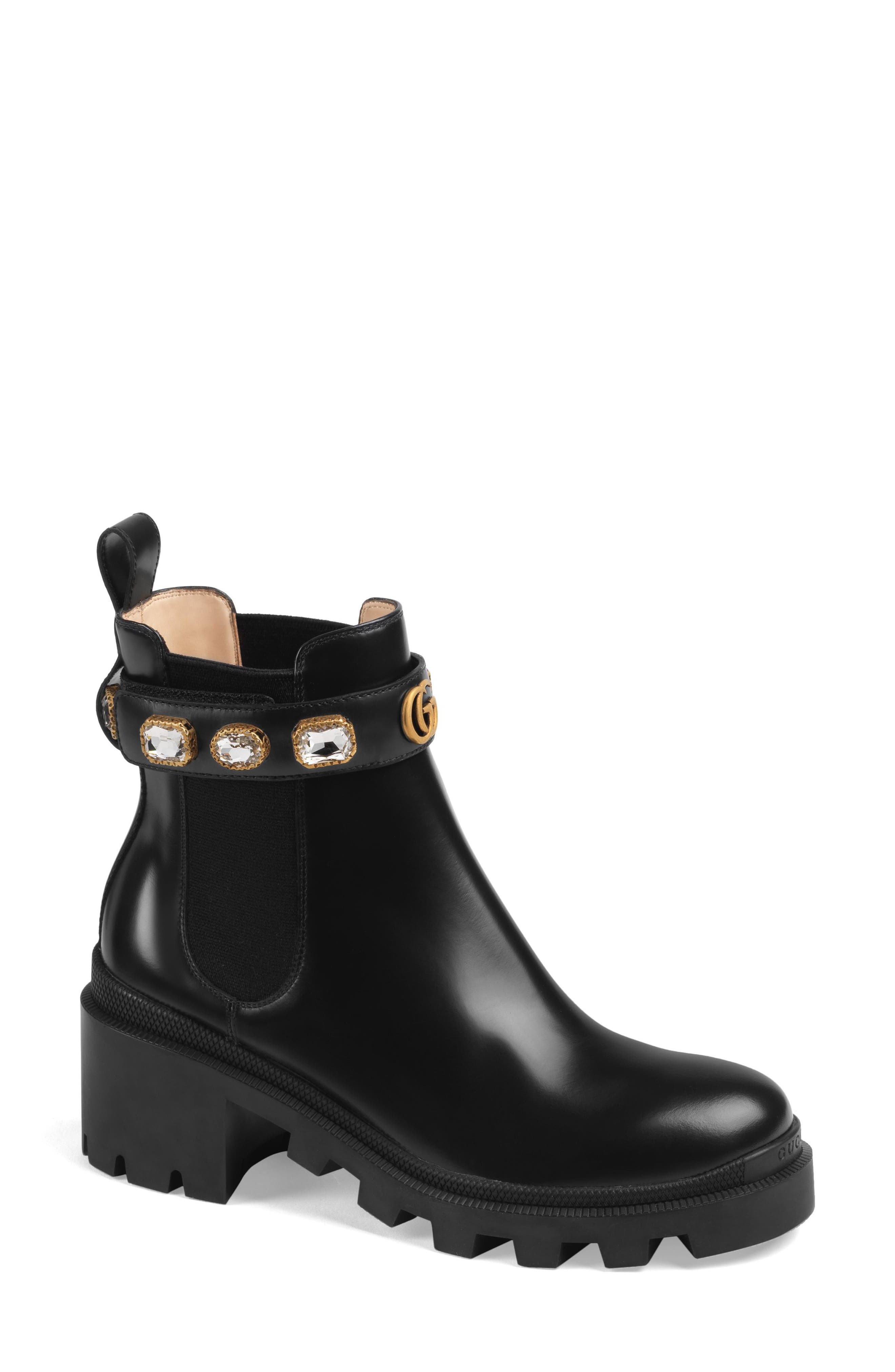 Gucci Trip Jewel Strap Bootie - Black
