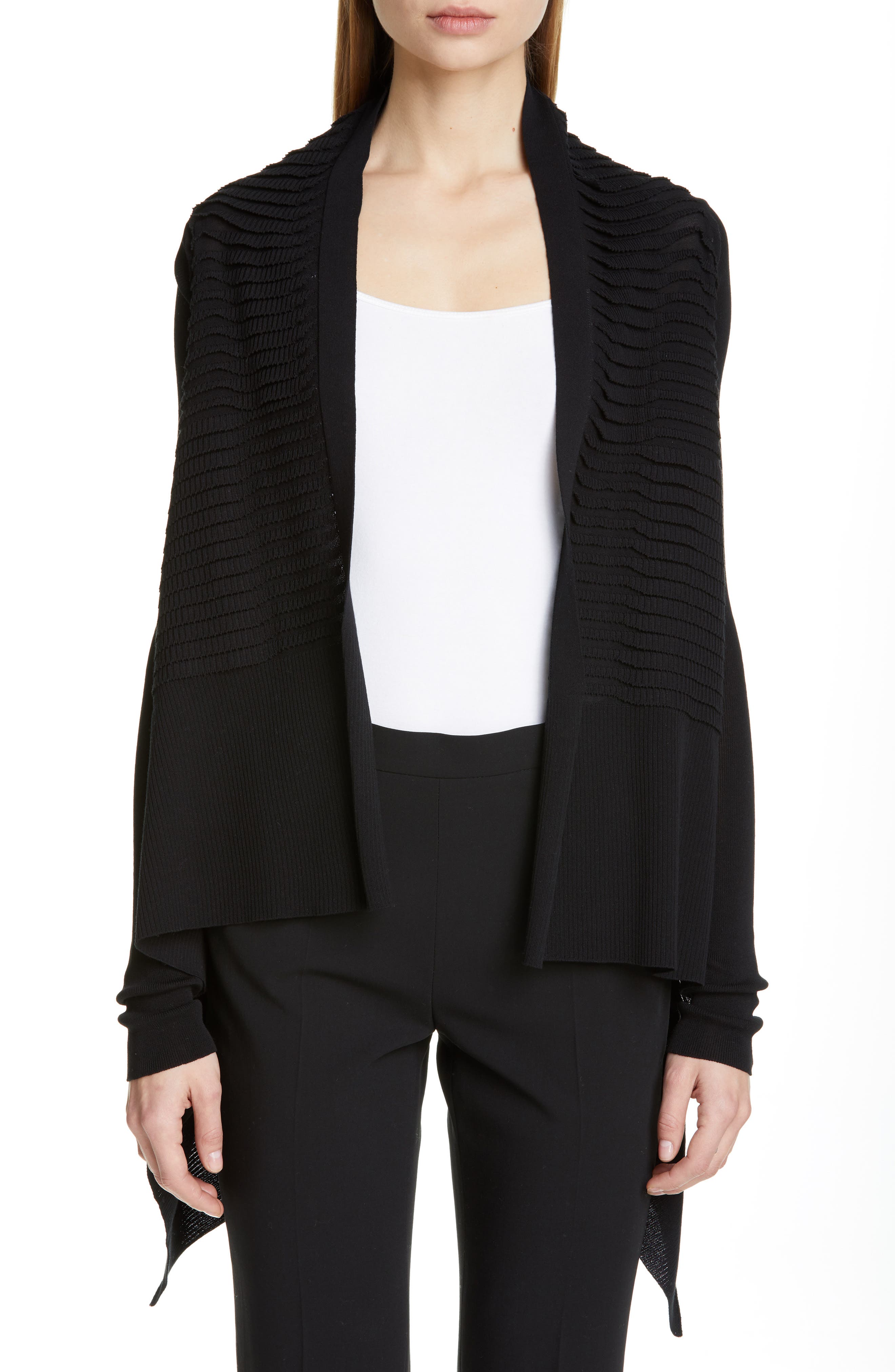 Rick Owens Drape Merino Wool Cardigan, Black