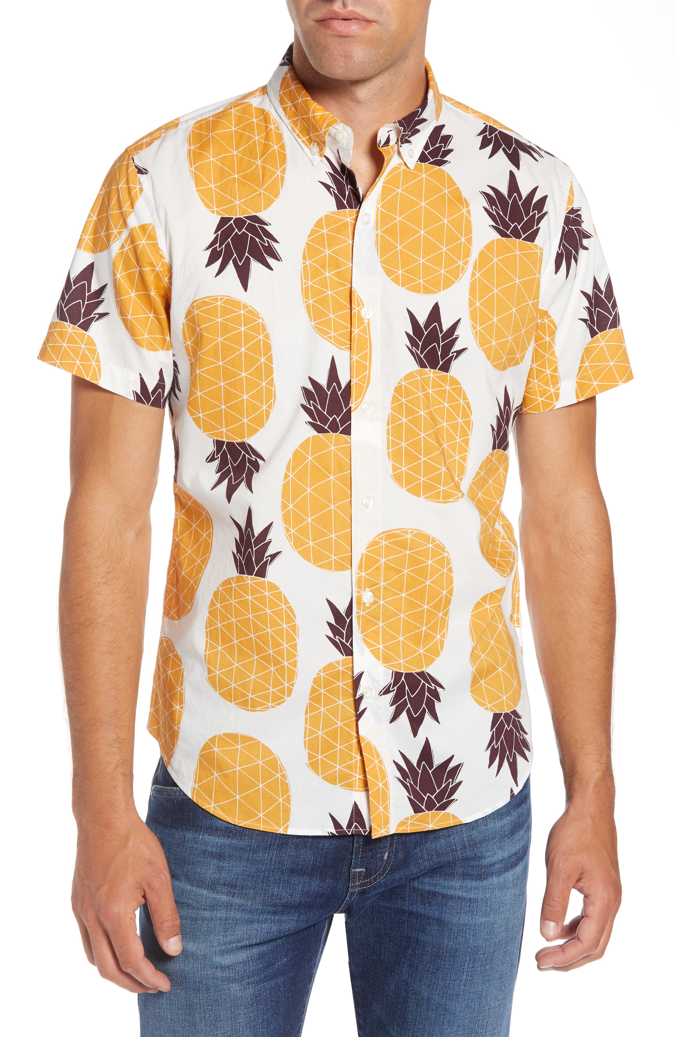 Bonobos Riviera Slim Fit Pineapple Print Sport Shirt