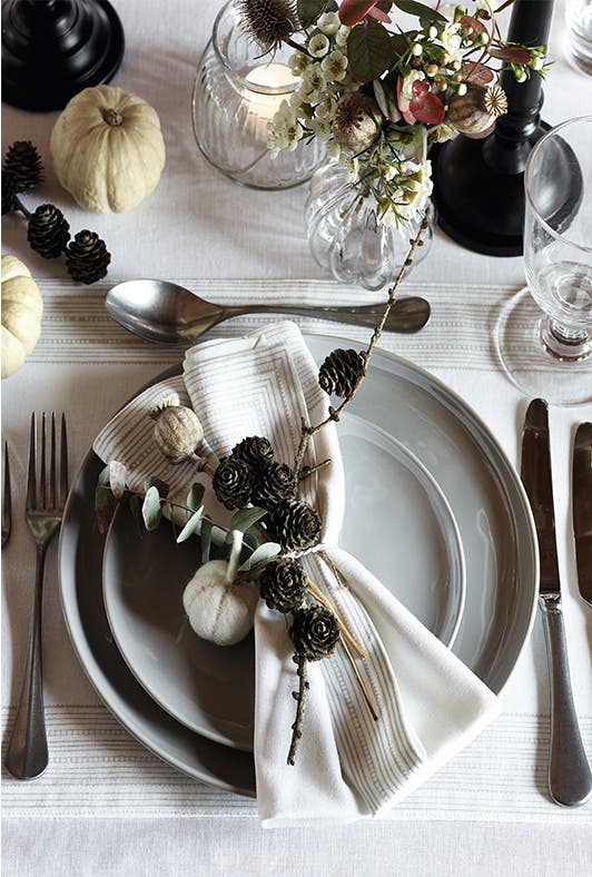 A festive place setting for a holiday meal.