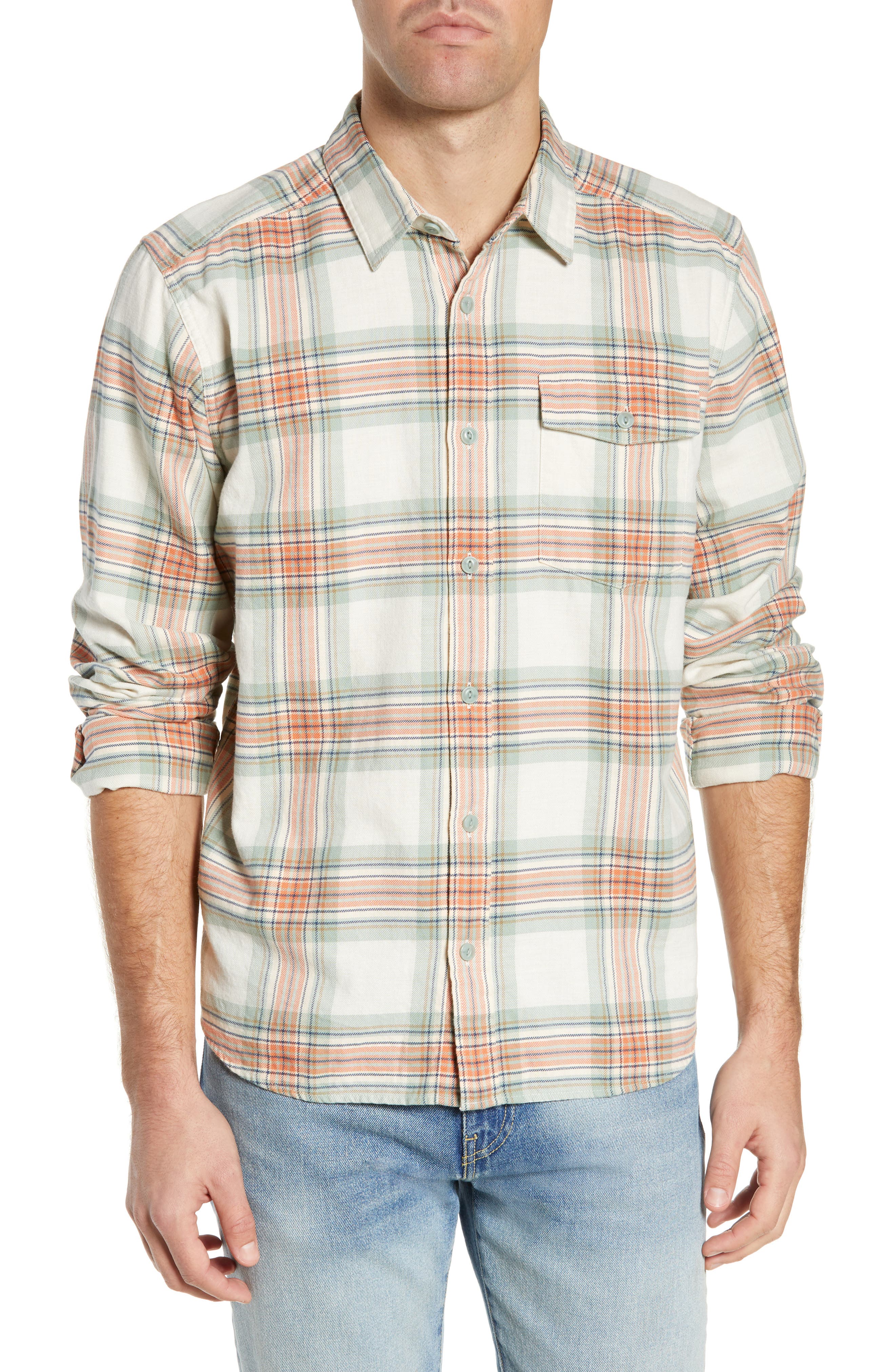 Patagonia Regular Fit Organic Cotton Flannel Shirt, Green