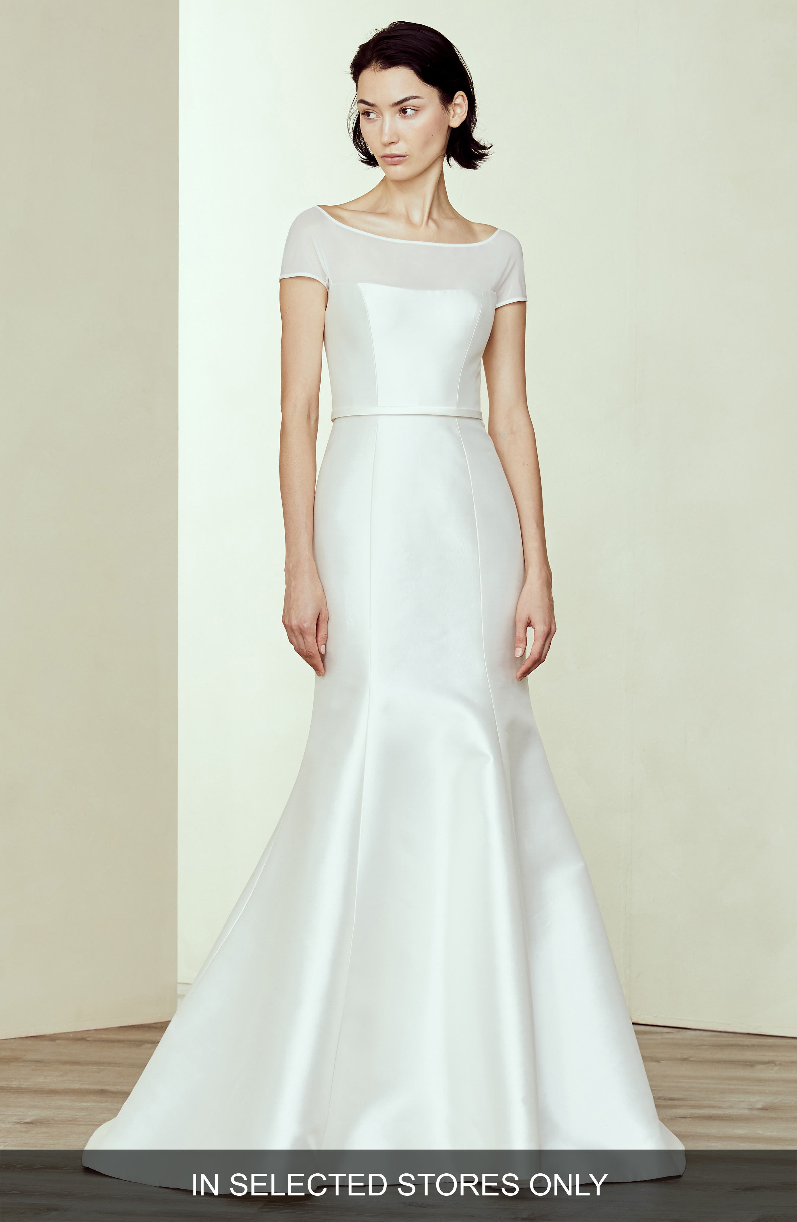 Amsale Denver Silk & Wool Off The Shoulder Weddding Dress, Size IN STORE ONLY - Ivory