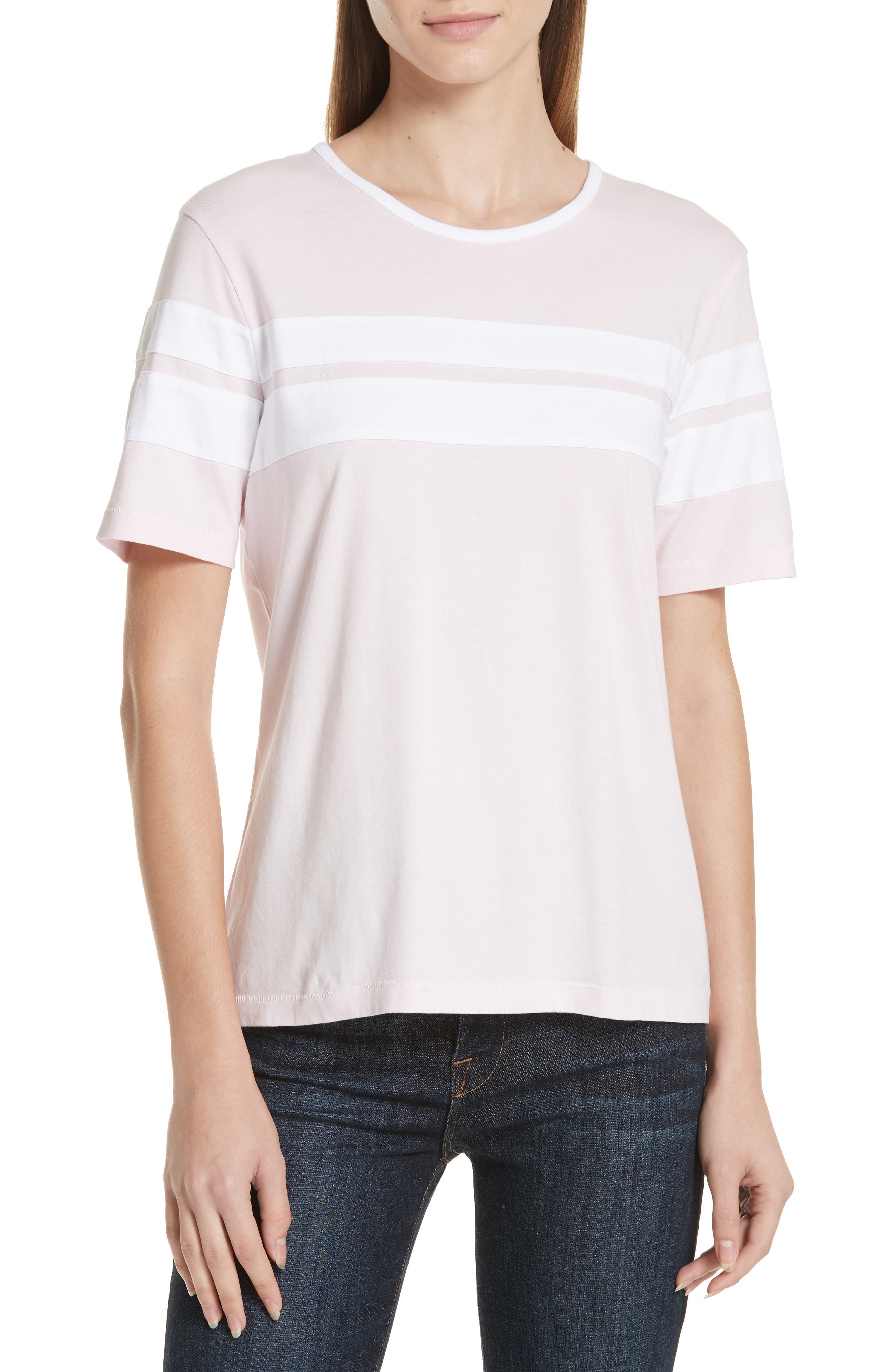 La Ligne Double Stripe Cotton Tee, Pink
