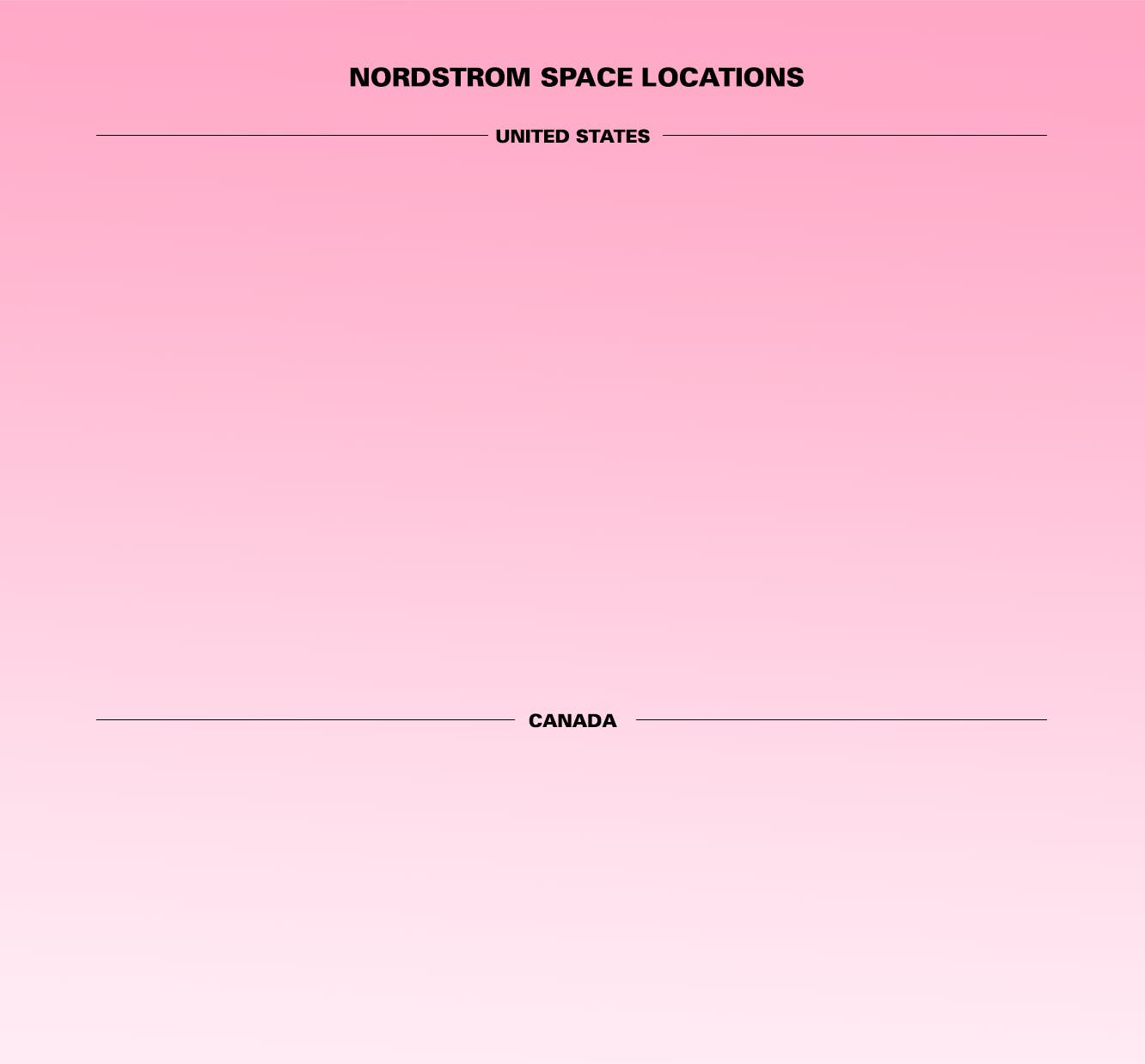Nordstrom SPACE United States locations.