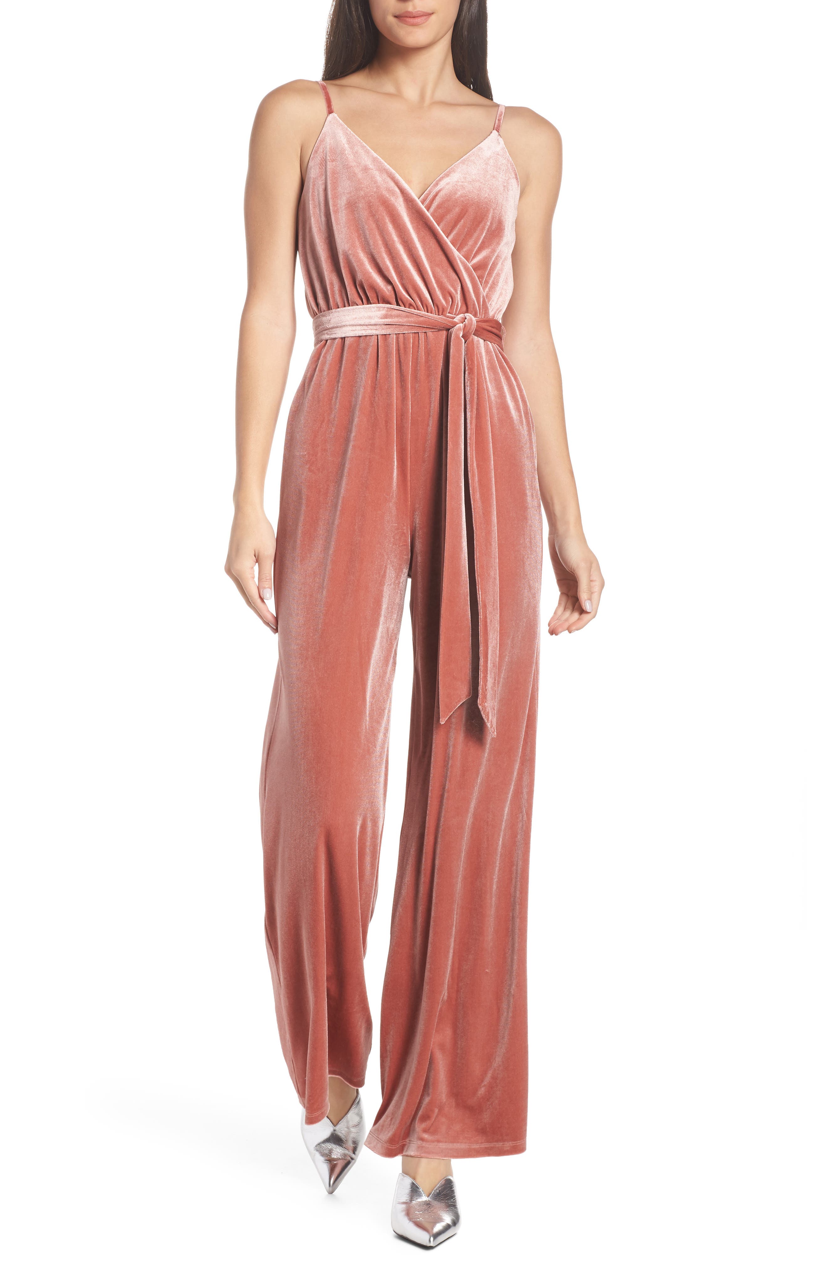 Love Child Velvet Jumpsuit, Main, color, BLUSH