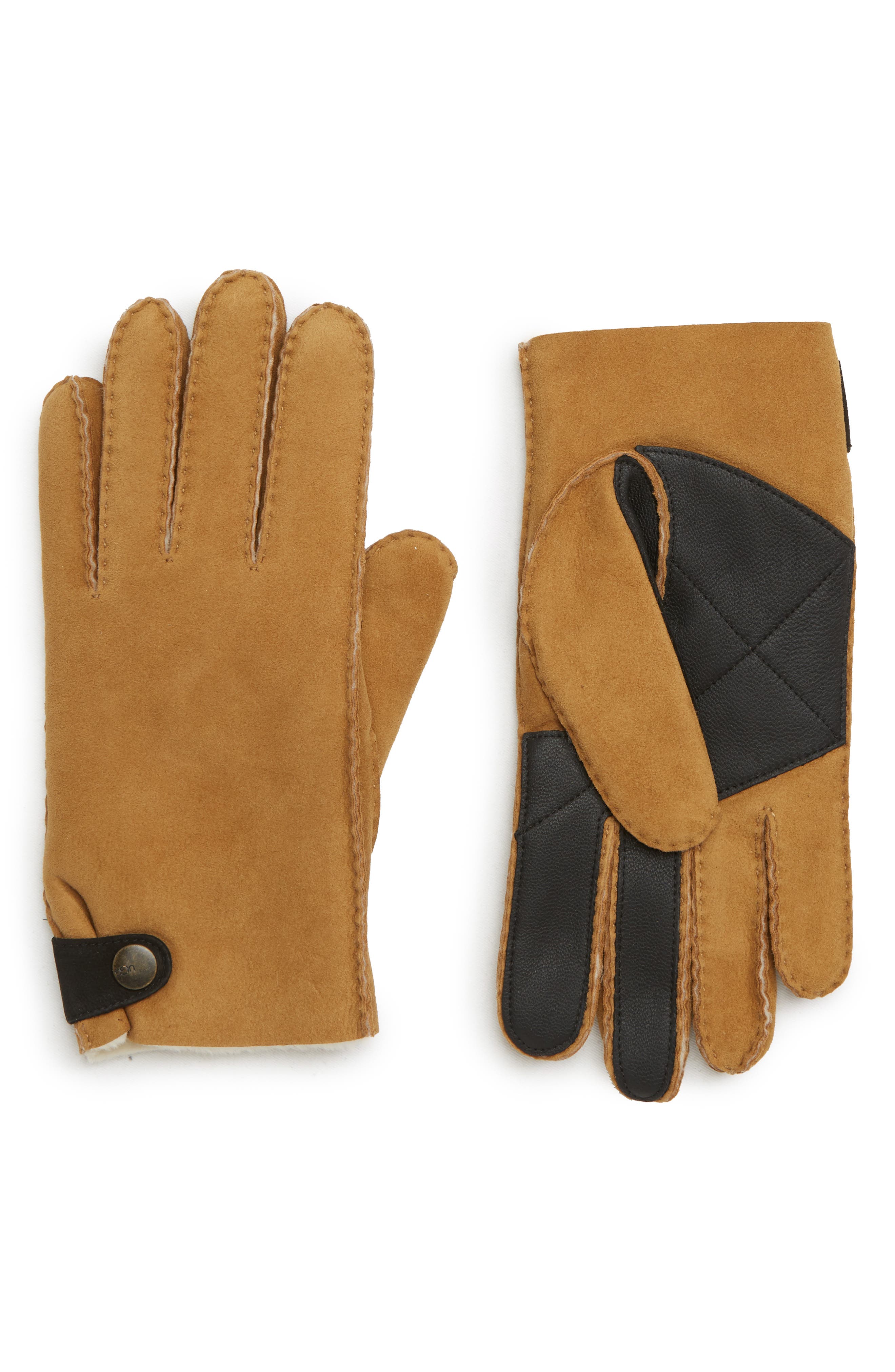Ugg Slim Genuine Shearling Gloves, Brown