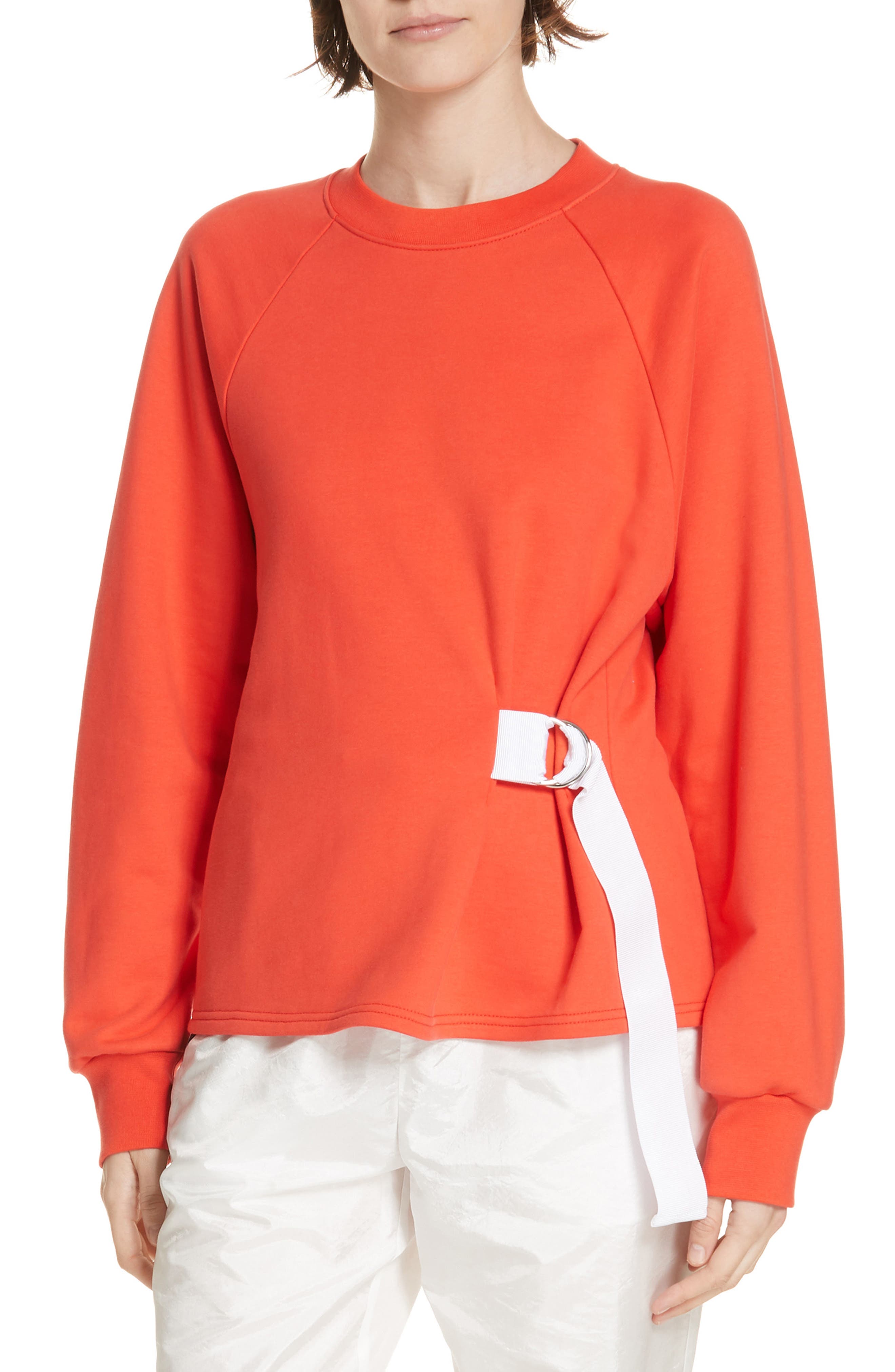Tibi Belted Sweatshirt, Orange