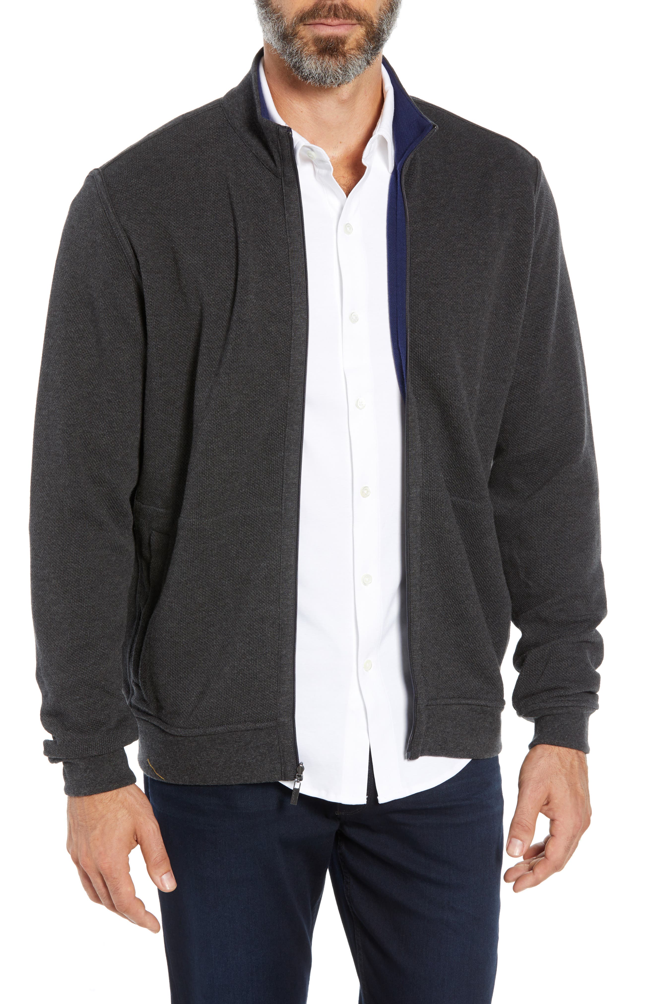 Bugatchi Reversible Knit Zip Cardigan