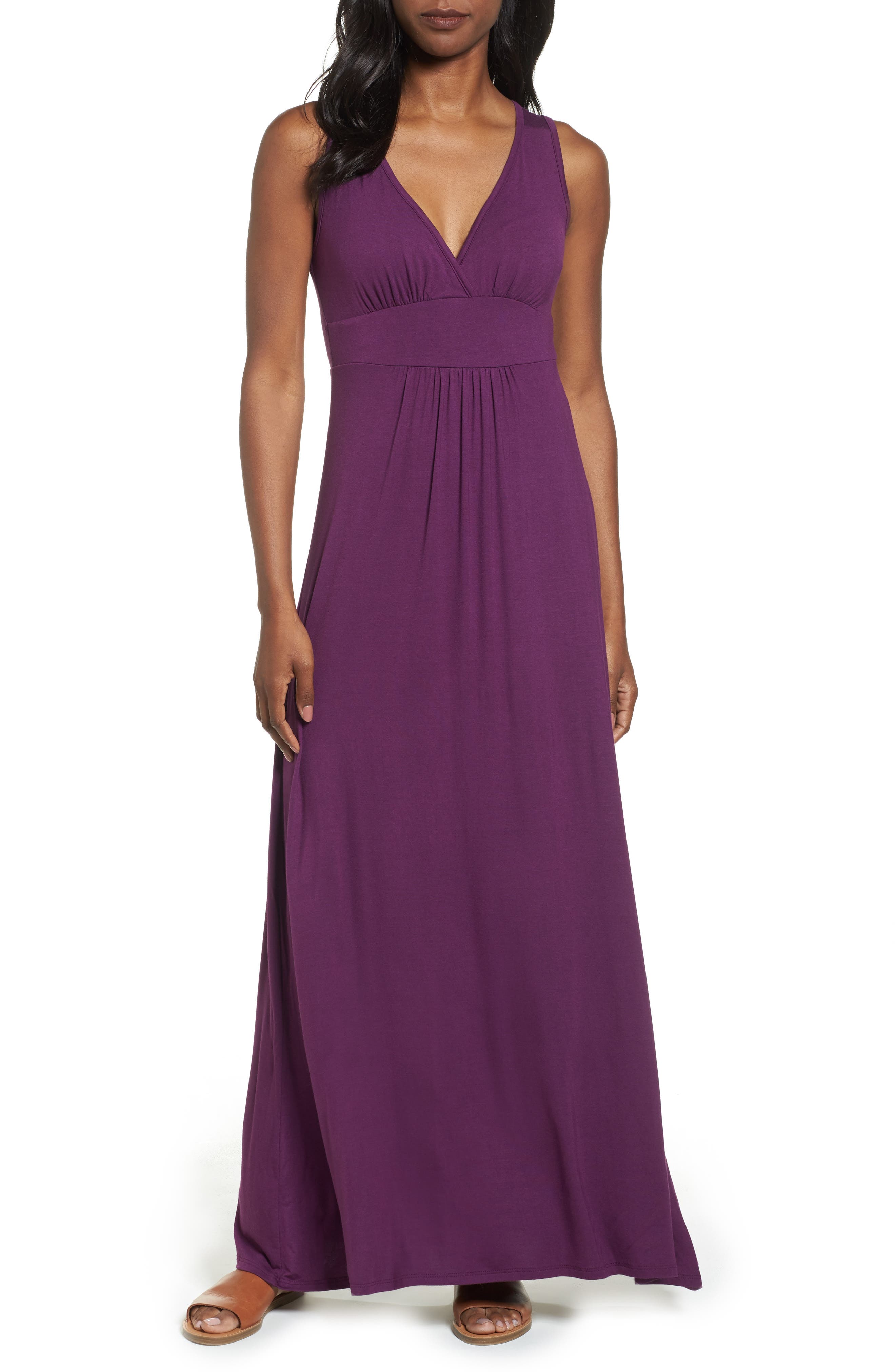Petite Loveappella V-Neck Jersey Maxi Dress, Purple