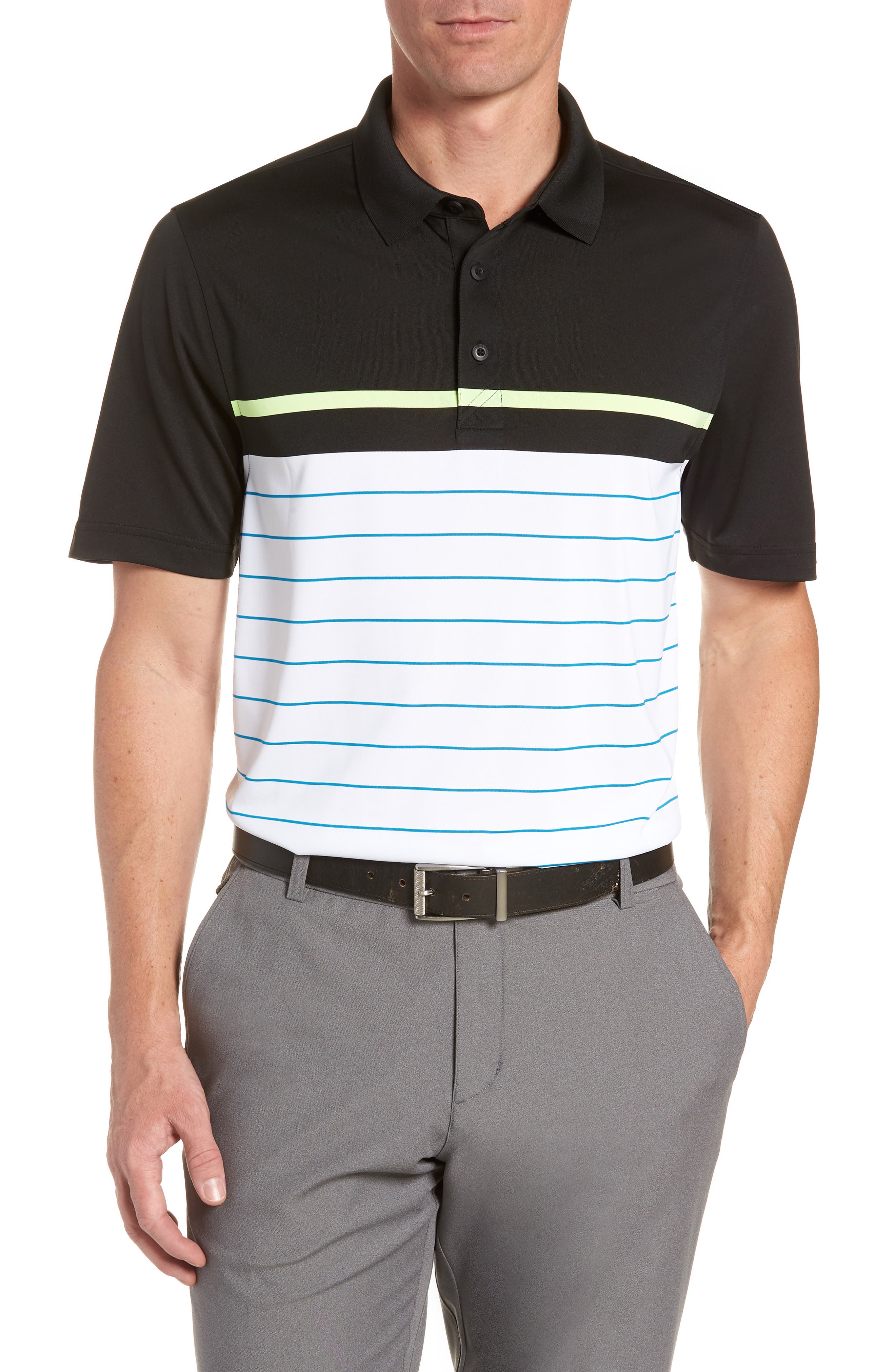 Cutter & Buck Ruston Striped Polo, Black