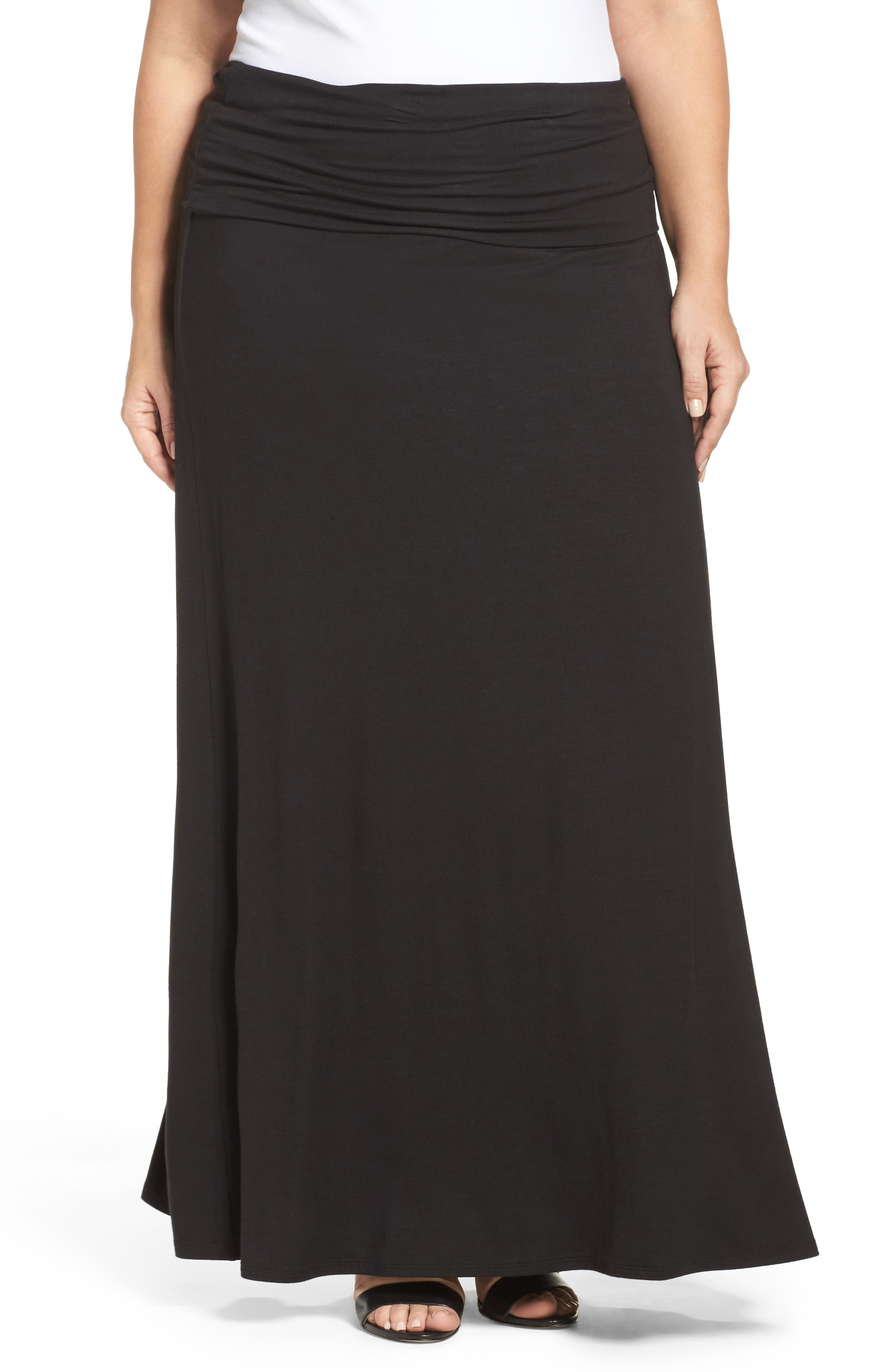 Plus Size Loveappella Fold Over Maxi Skirt