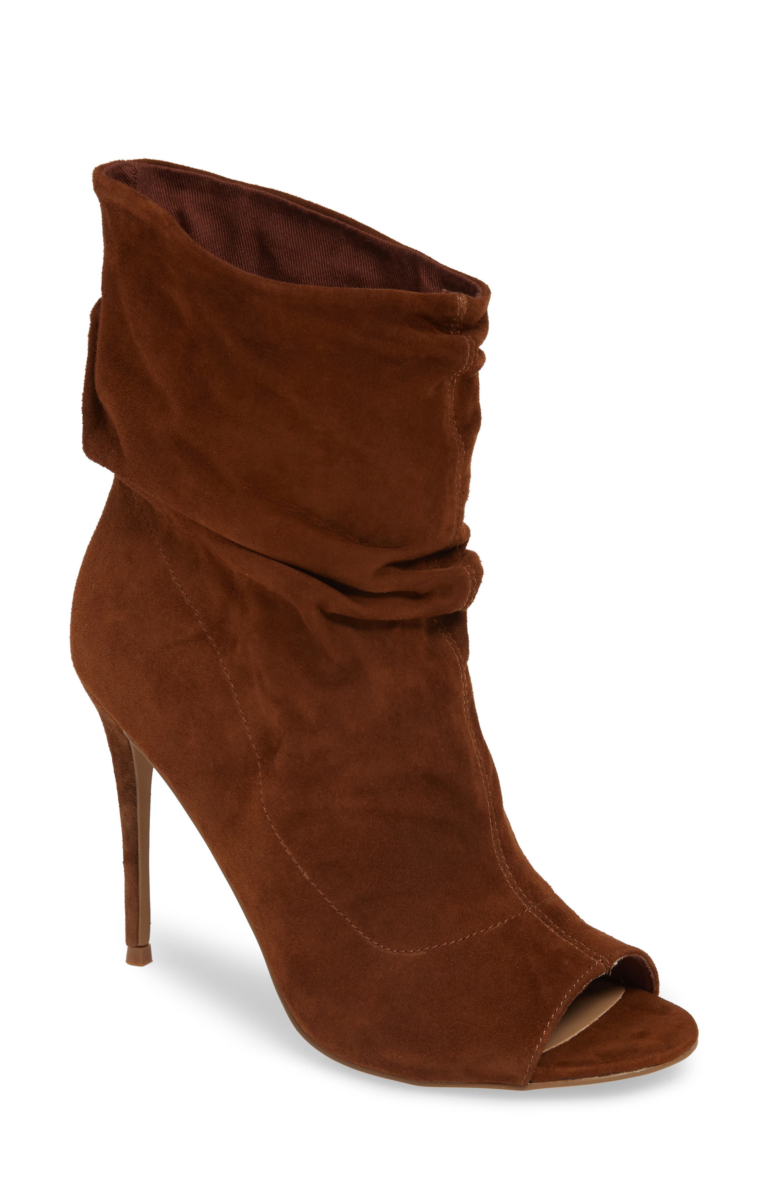 Steve Madden Surrender Peep Toe Slouch Boot- Brown