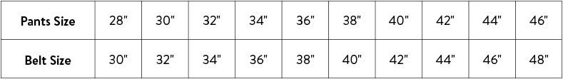 Women's Belt Size Chart Cm