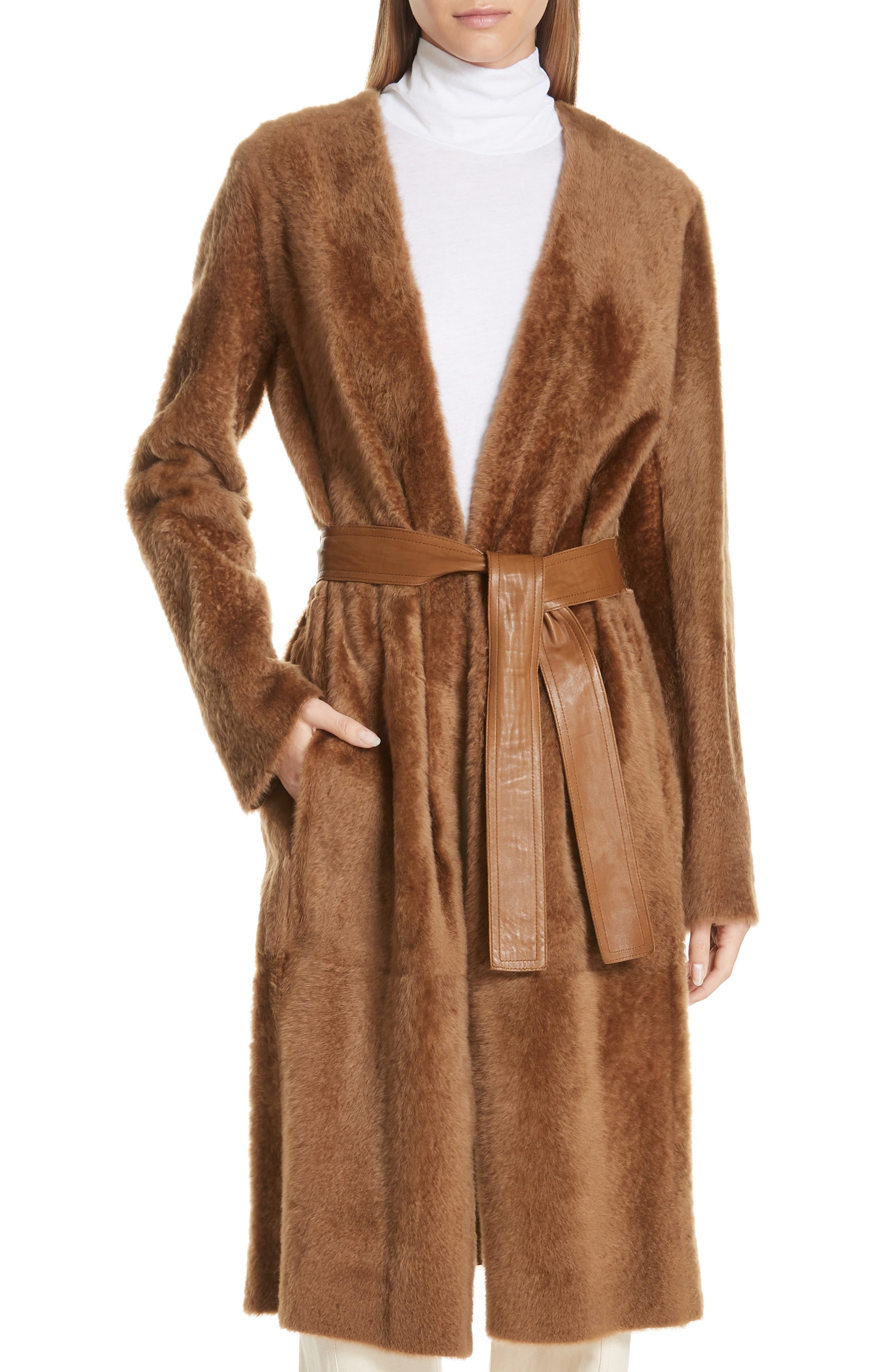 Vince Genuine Shearling Coat, Brown