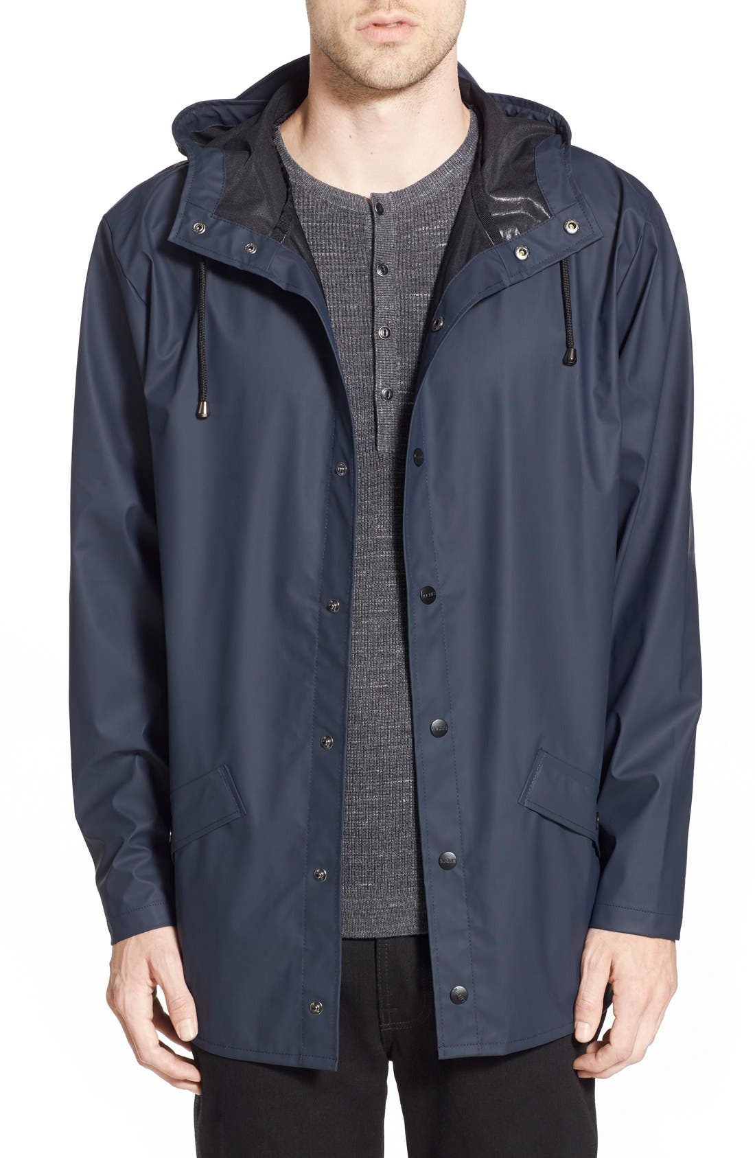 Rains Lightweight Hooded Rain Jacket, Blue