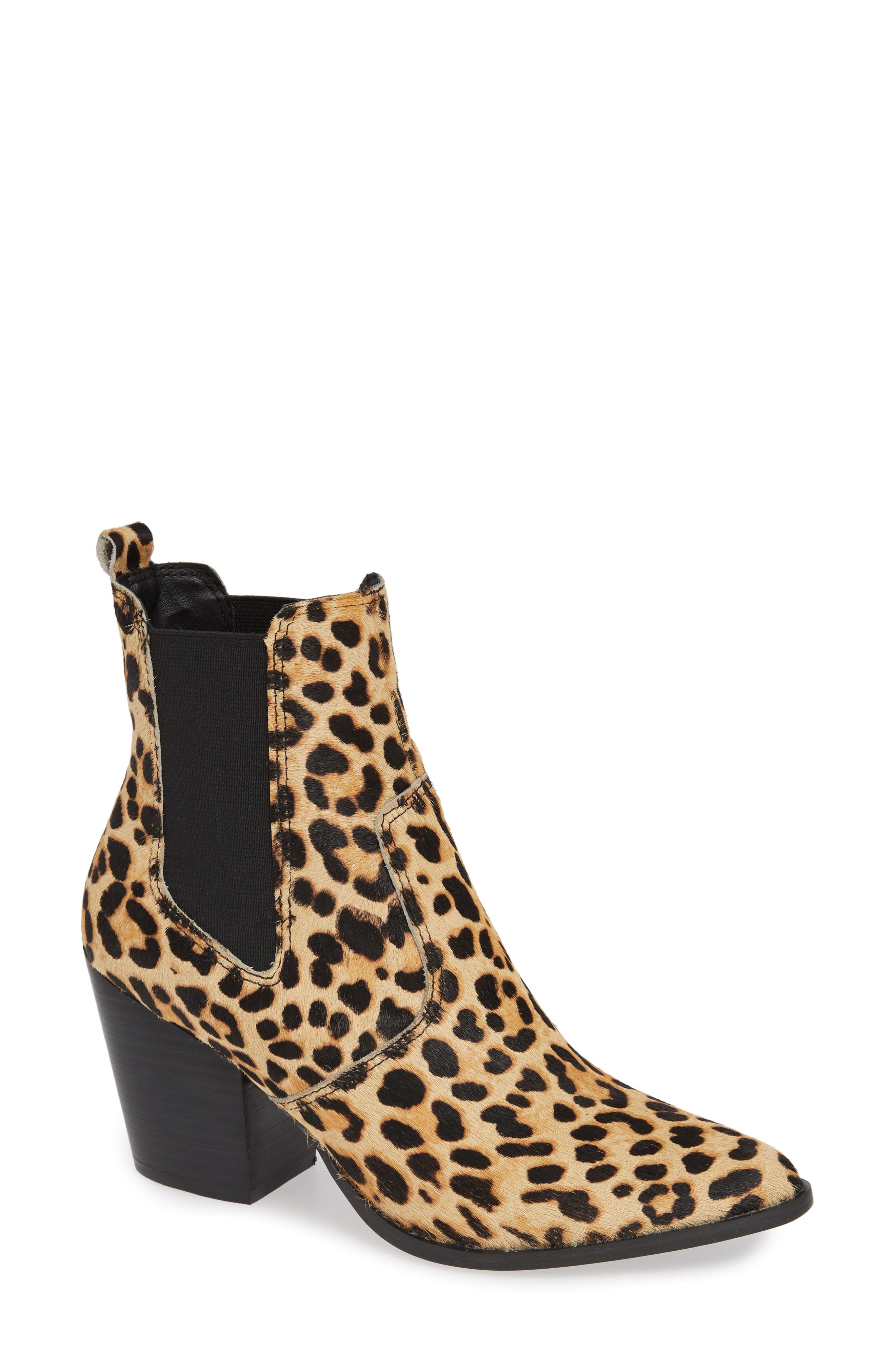 Steve Madden Patricia Genuine Calf Hair Chelsea Bootie- Brown