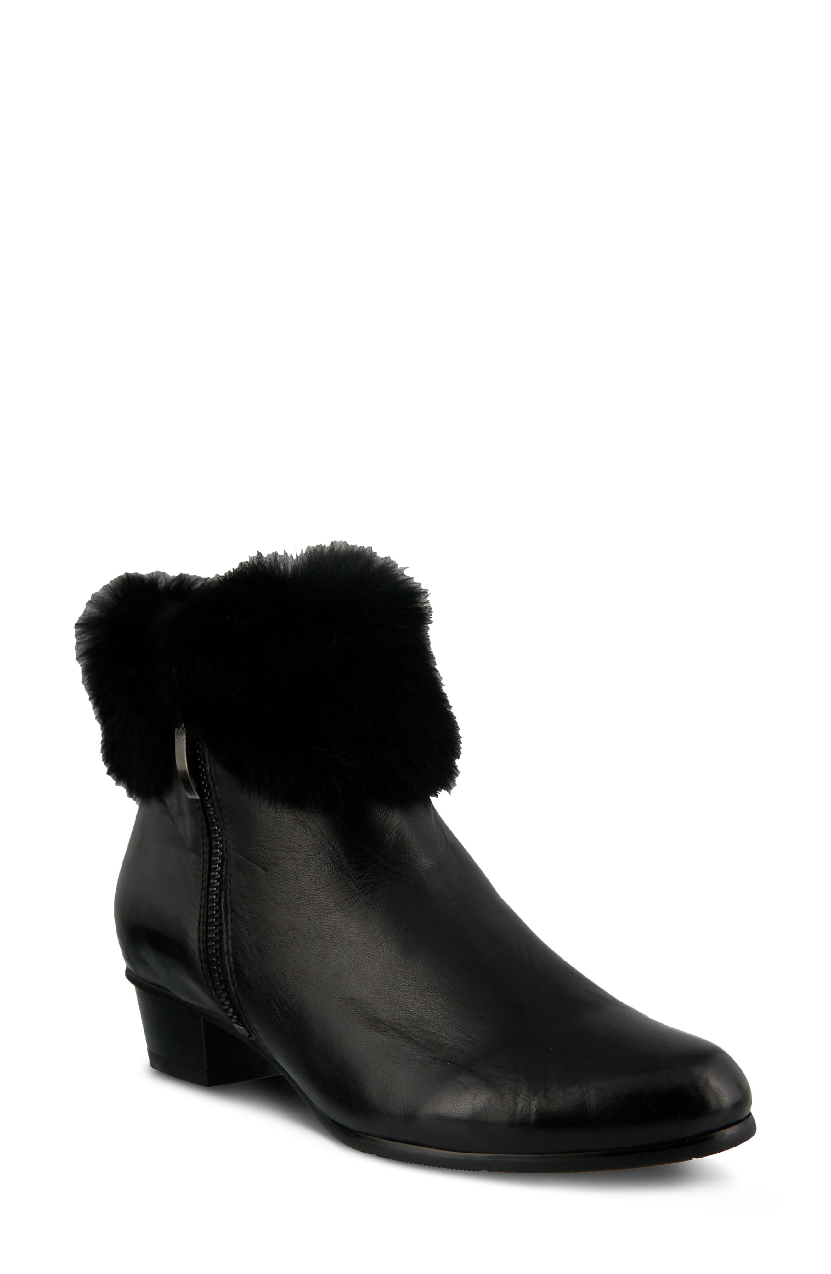 Spring Step Burnside Faux Fur Trim Bootie - Black