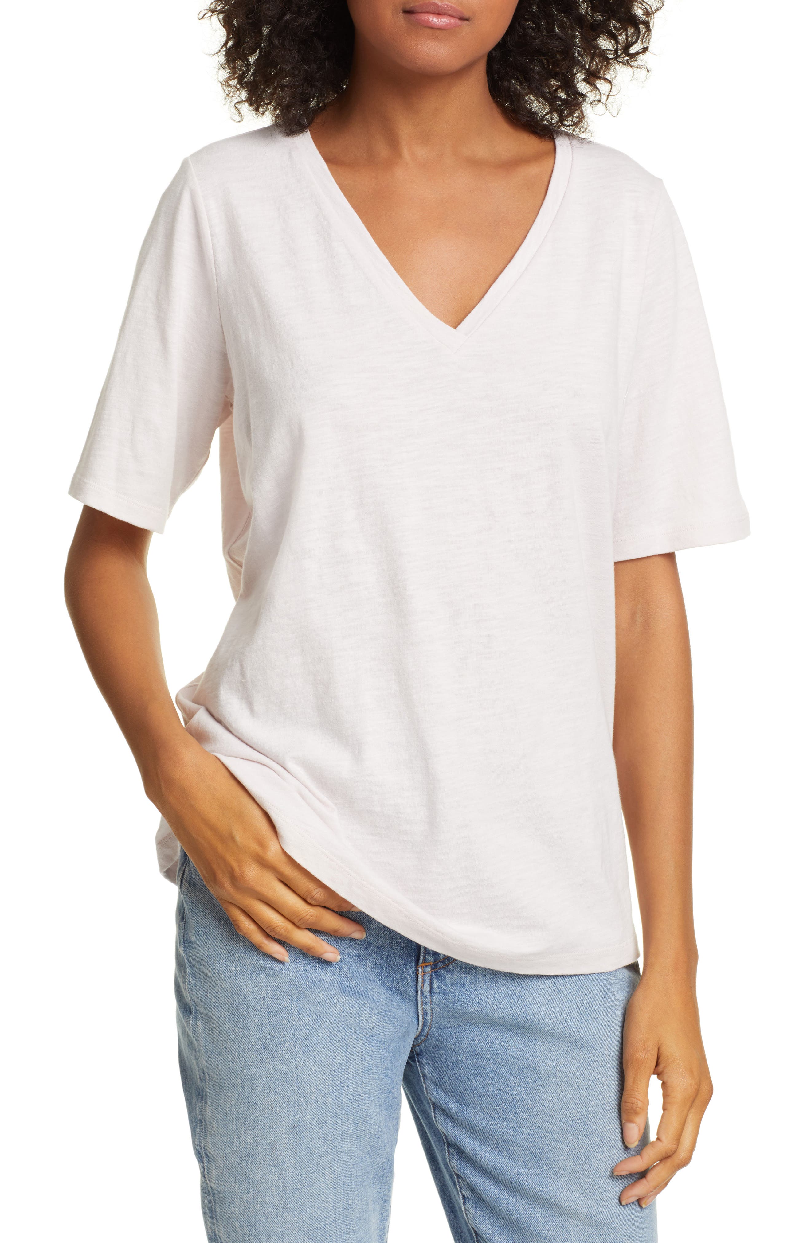 Eileen Fisher V-Neck Organic Cotton Tee, Purple