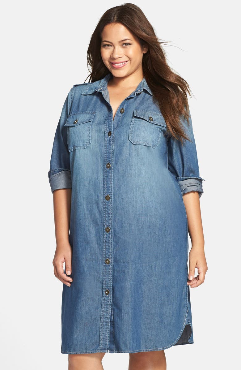 Two by Vince Camuto Soft Denim Shirtdress (Plus Size) | Nordstrom