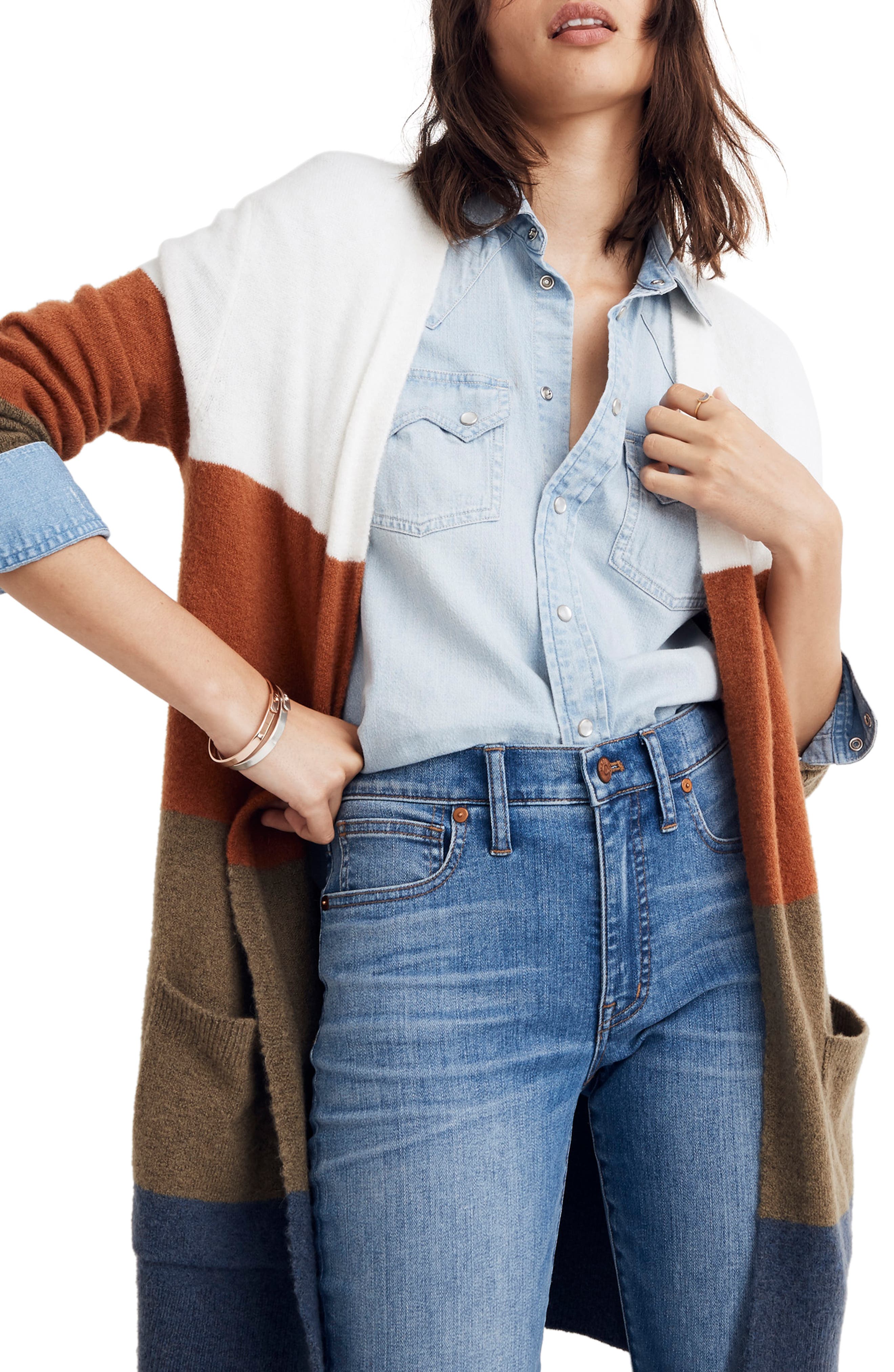 Madewell Kent Colorblock Long Cardigan (Regular & Plus Size) | Nordstrom