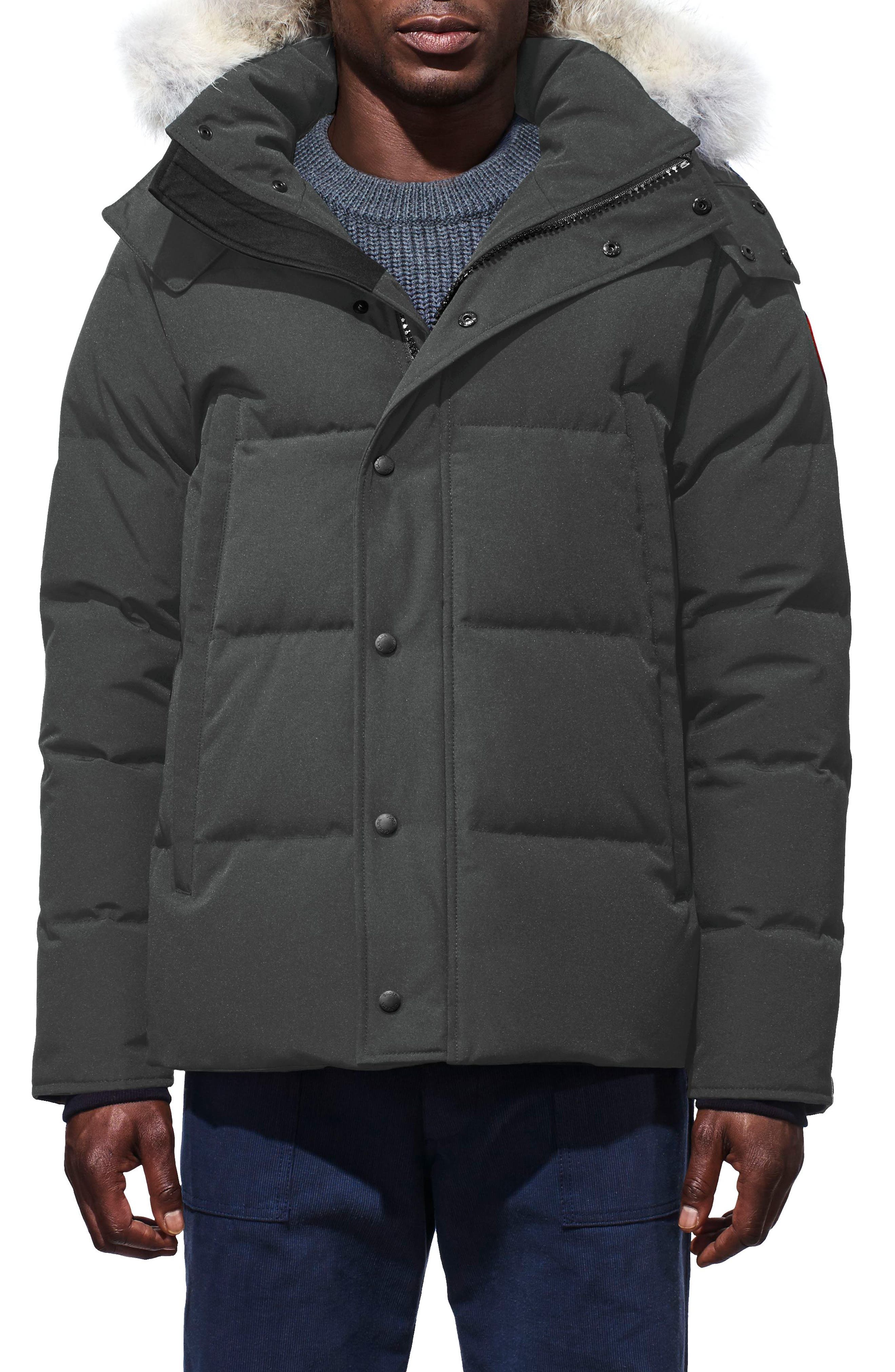 Canada Goose Wyndham Slim Fit Genuine Coyote Fur Trim Down Jacket