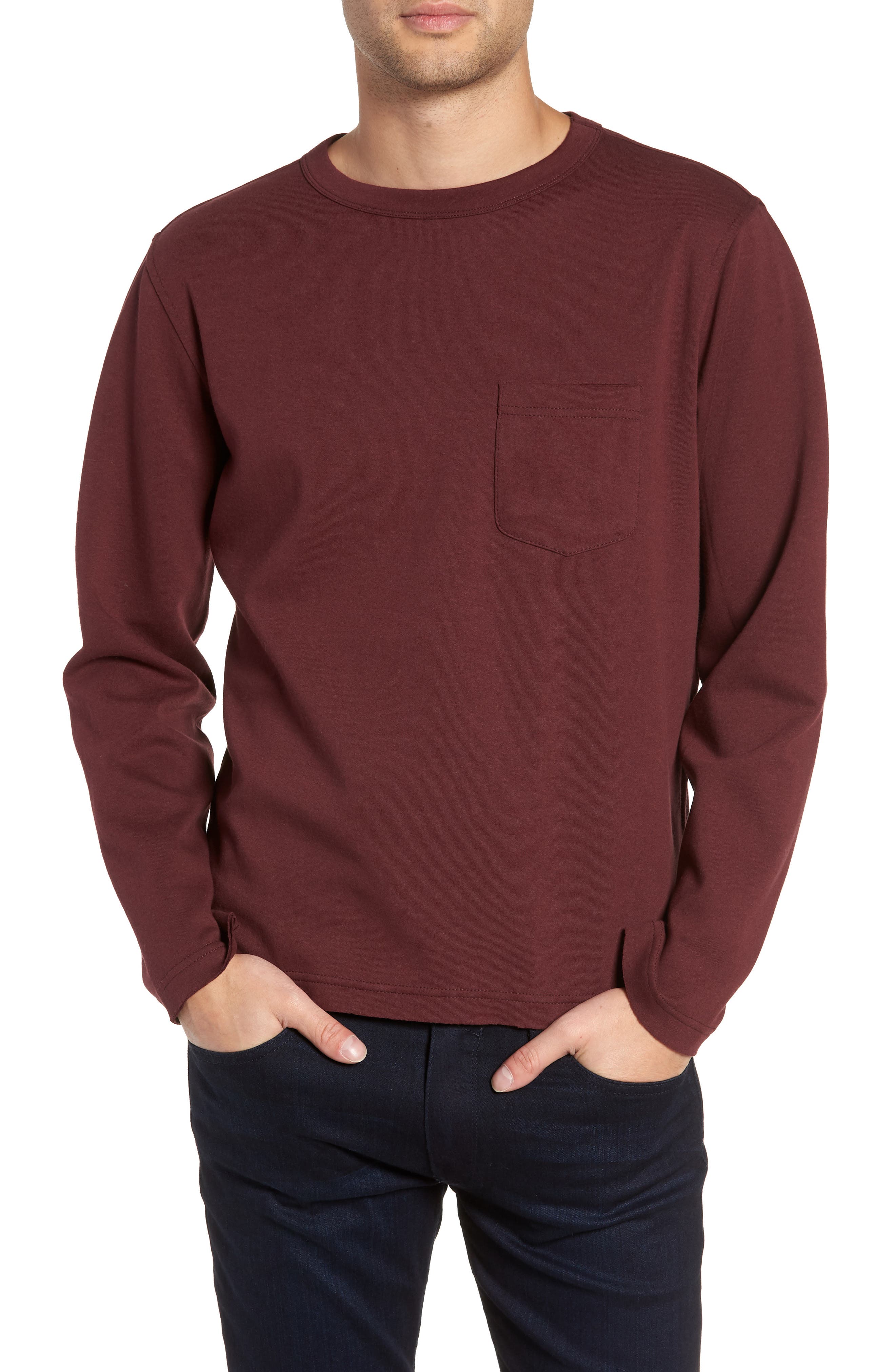 Twentymetrictons Trim Fit Long Sleeve Pocket T-Shirt, Red