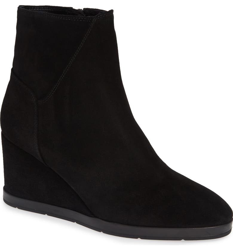 Aquatalia Women's Judy Weatherproof Suede Wedge Heel Booties In Black | ModeSens