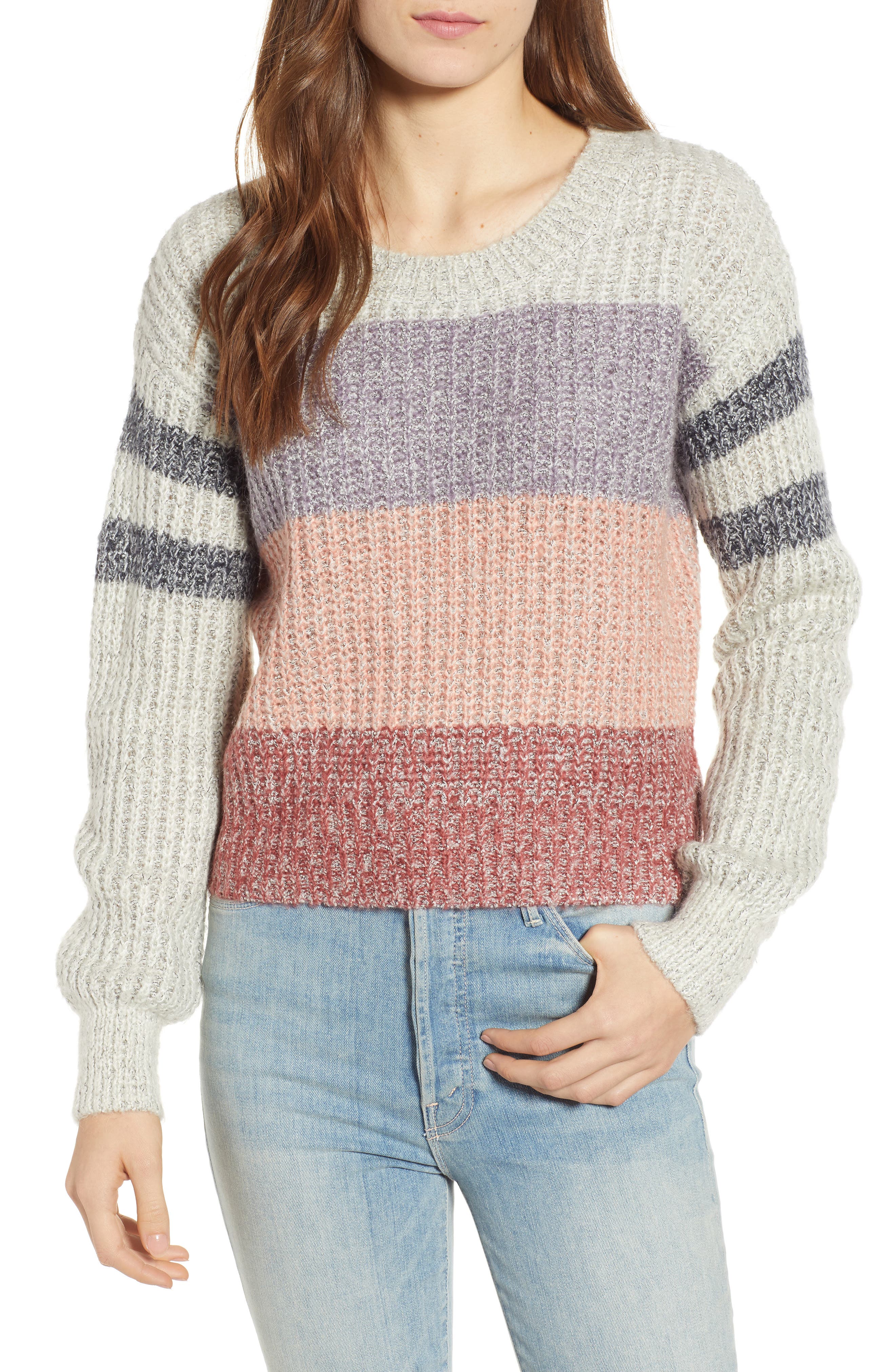 Heartloom Elise Stripe Sweater, Grey