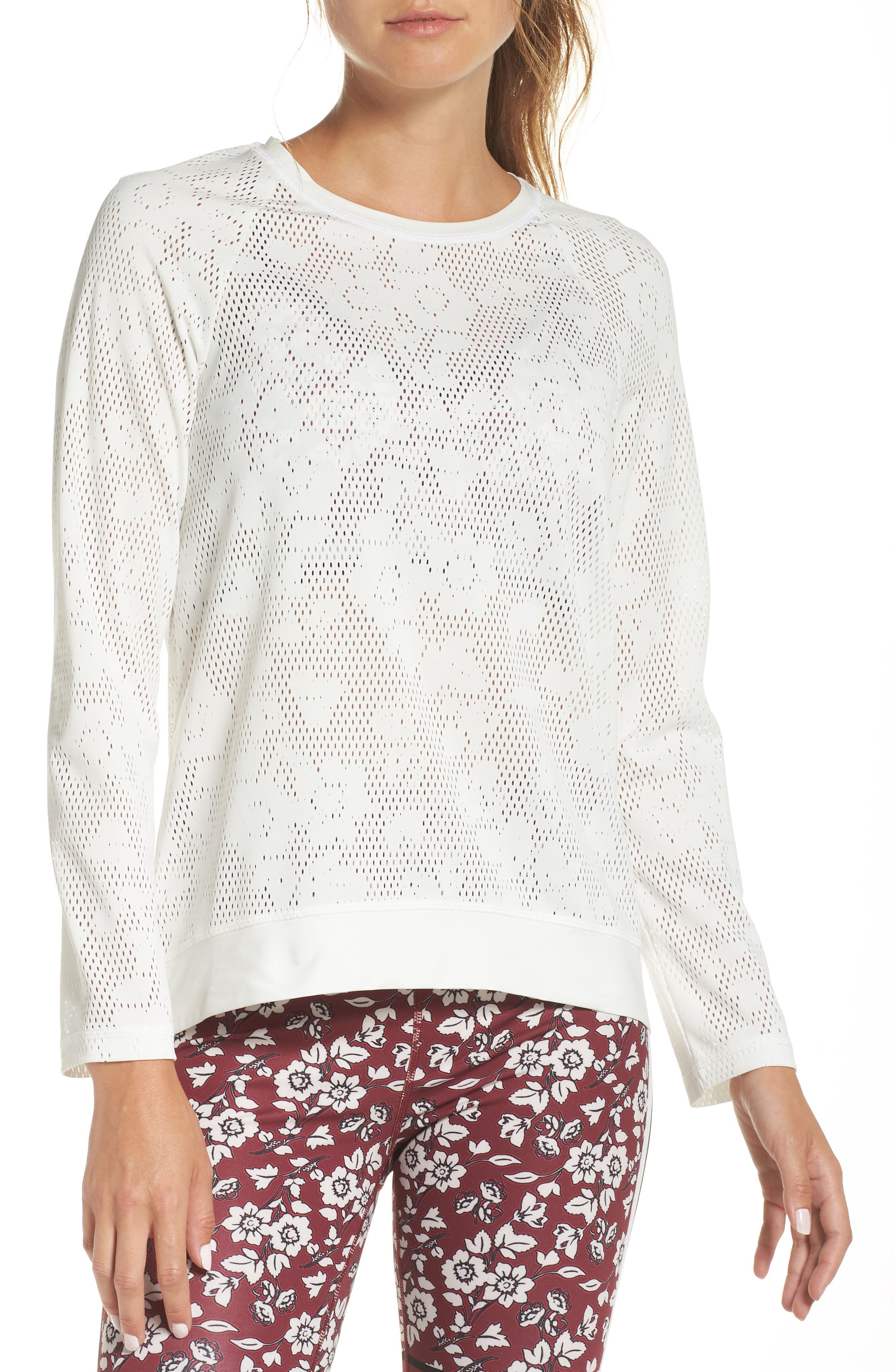 Kate Spade New York Floral Mesh Top, Beige