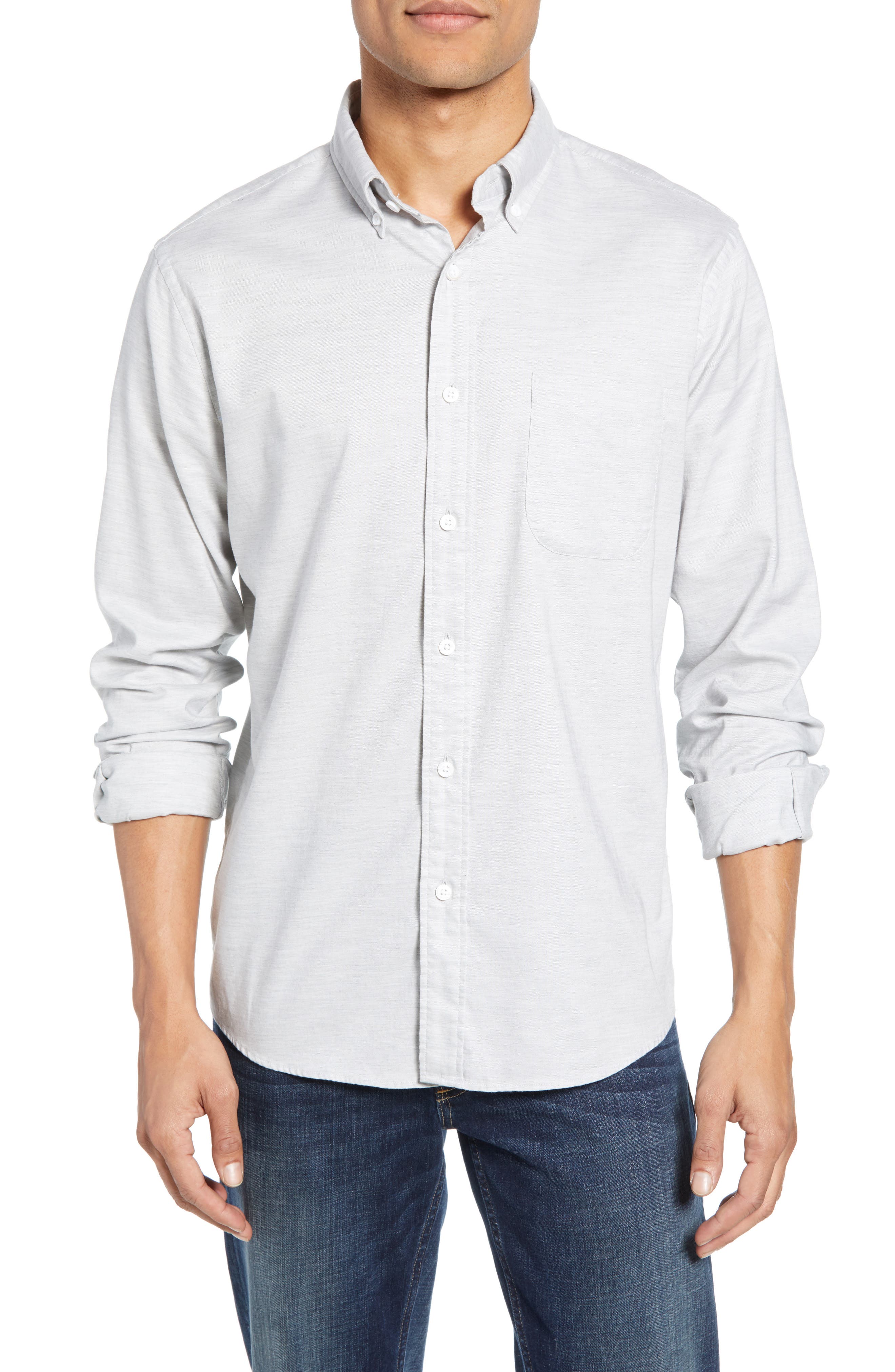 Faherty Regular Fit Stretch Oxford Sport Shirt, Grey