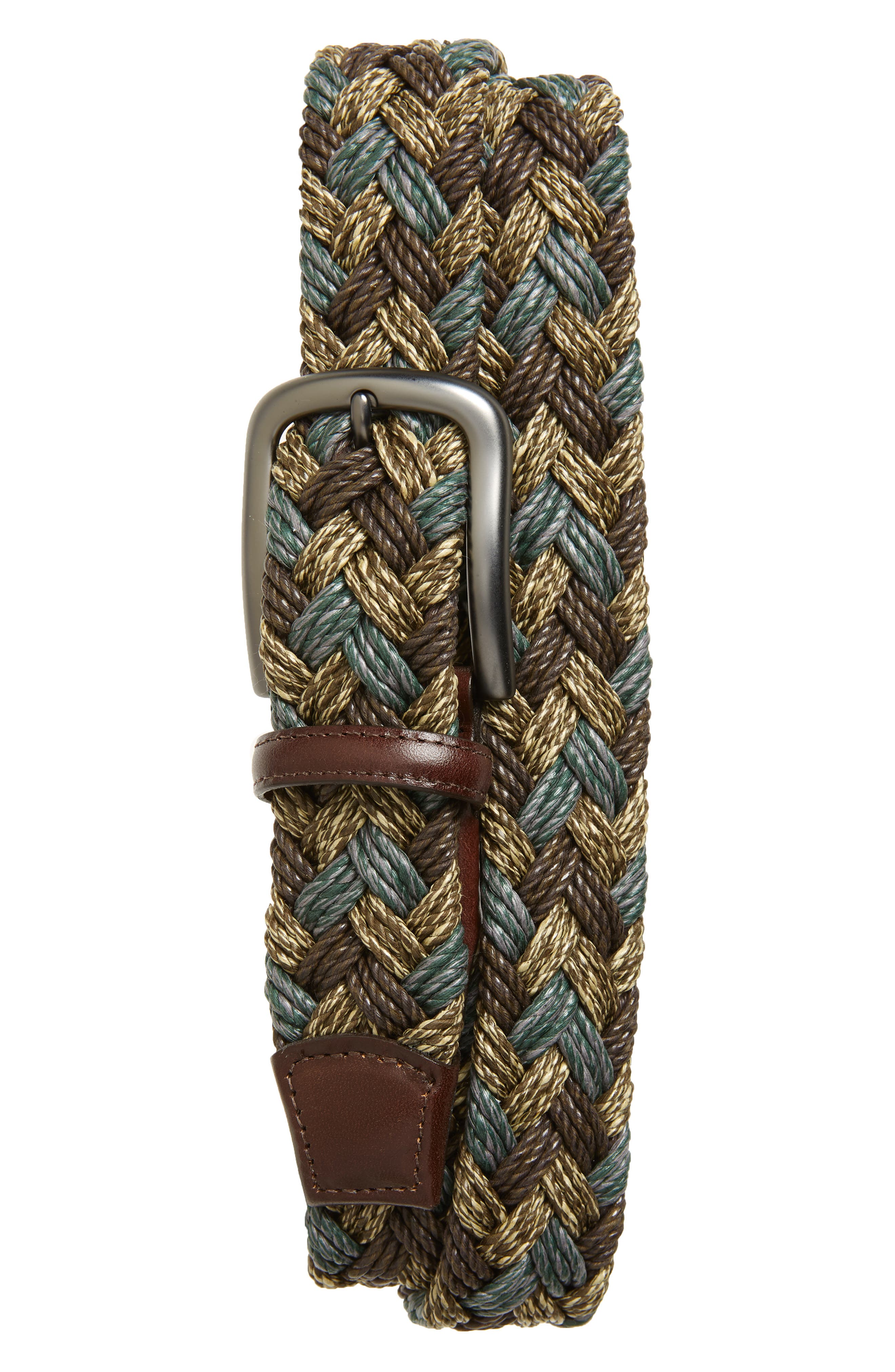 Torino Belts Braided Cotton Belt, Brown/ Taupe