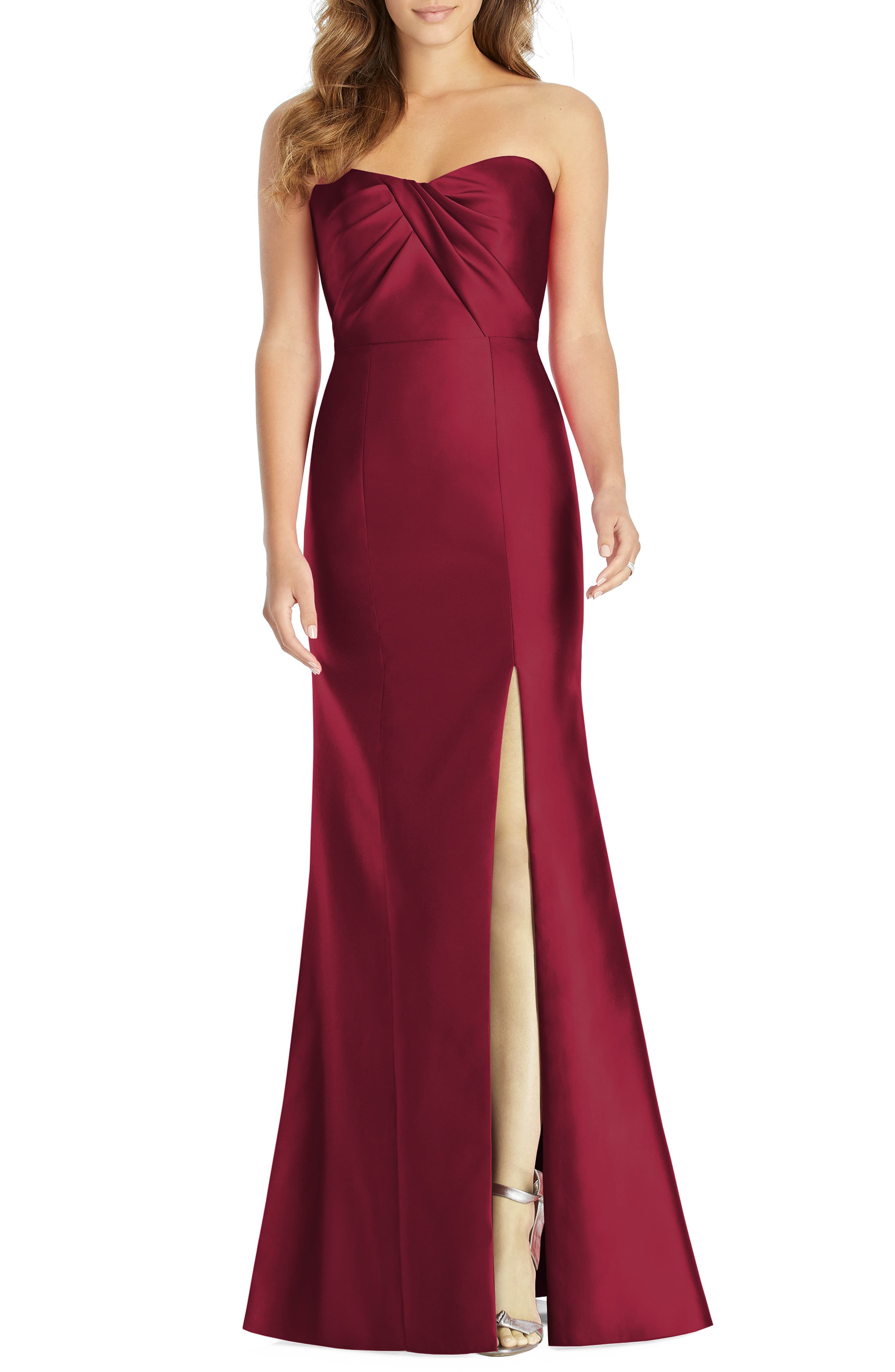 Alfred Sung Sateen Twill Strapless Sweetheart Neckline Gown