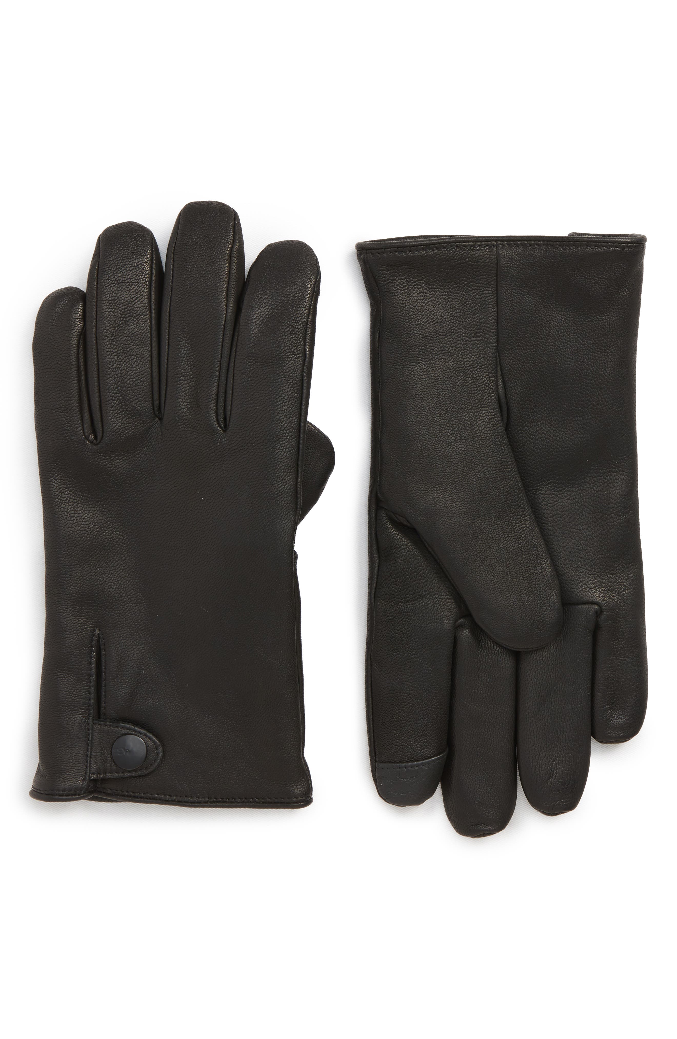 Ugg Leather Gloves, Black