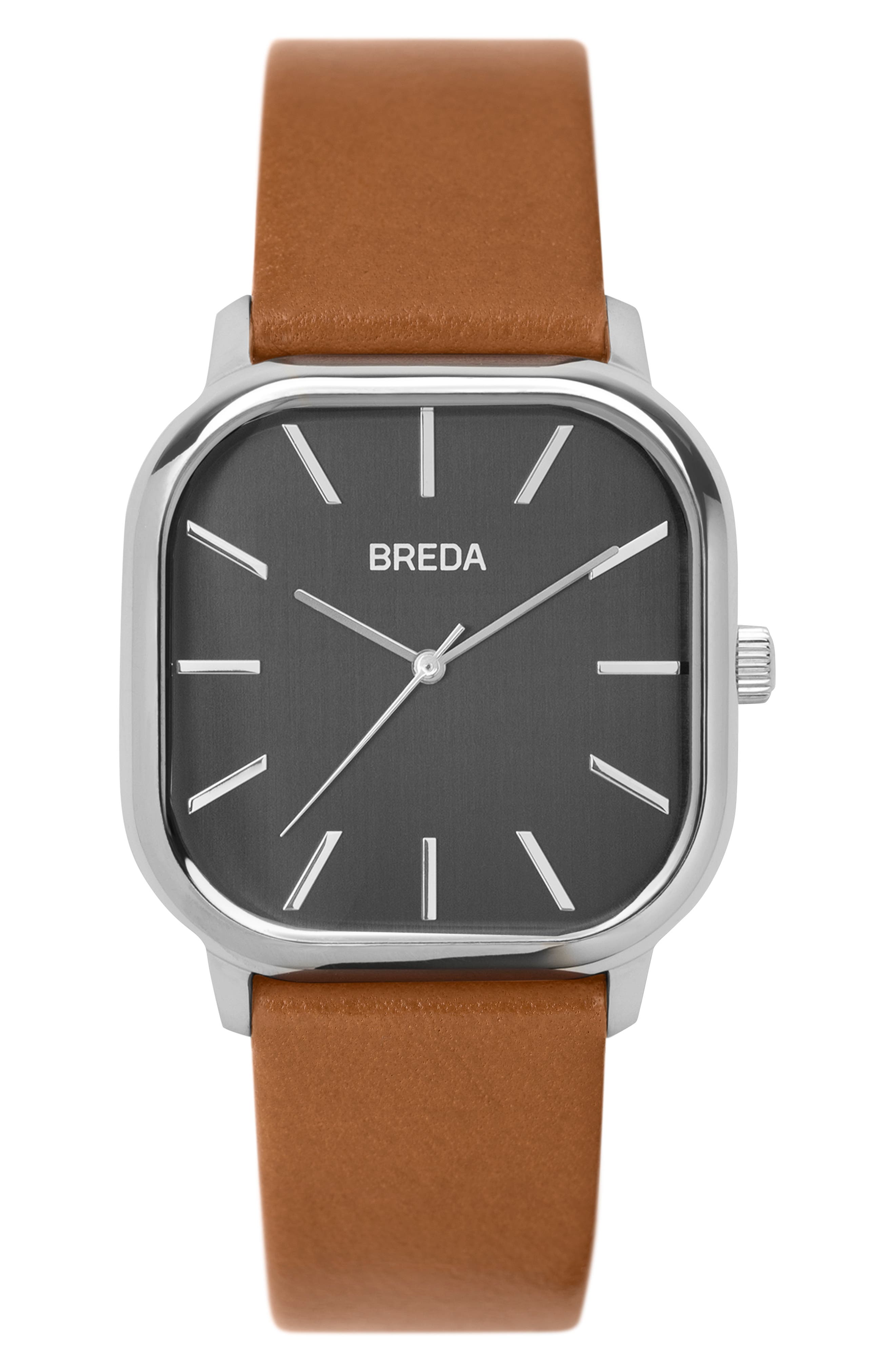 Breda Visser Square Leather Strap Watch, 35Mm