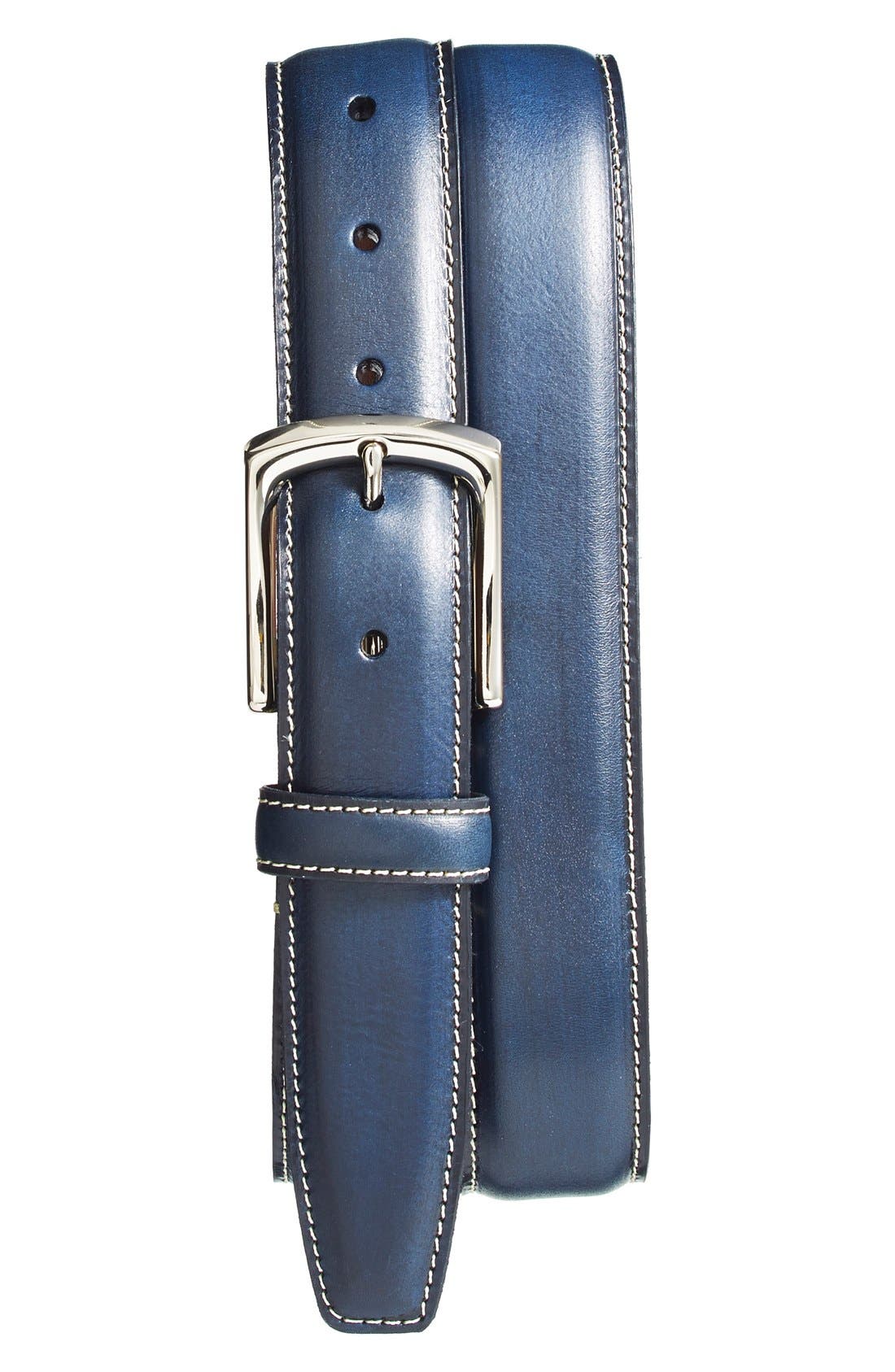 Torino Belts Burnished Leather Belt, Navy