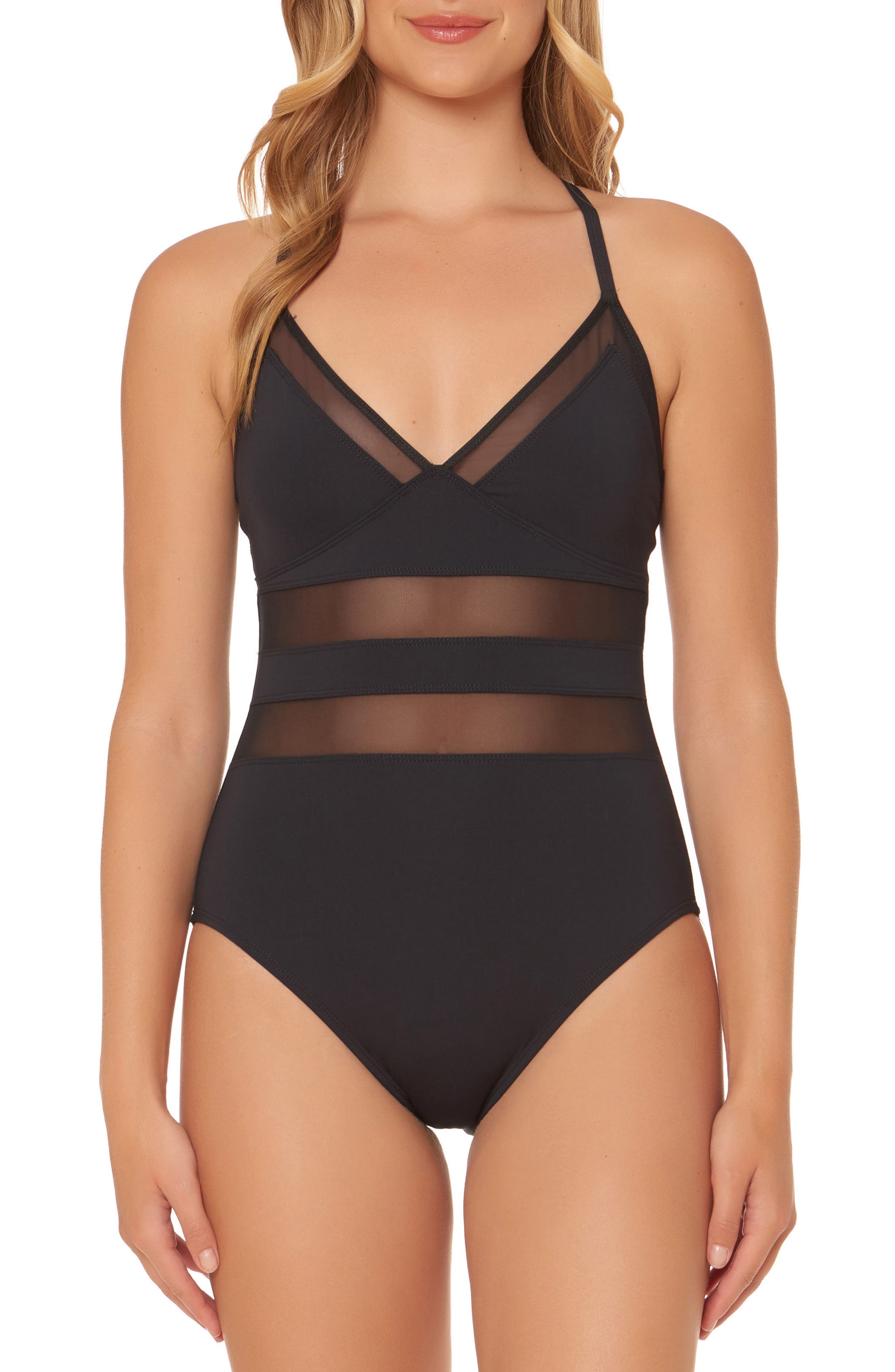 Bleu By Rod Beattie Mesh Inset One-Piece Swimsuit, Black