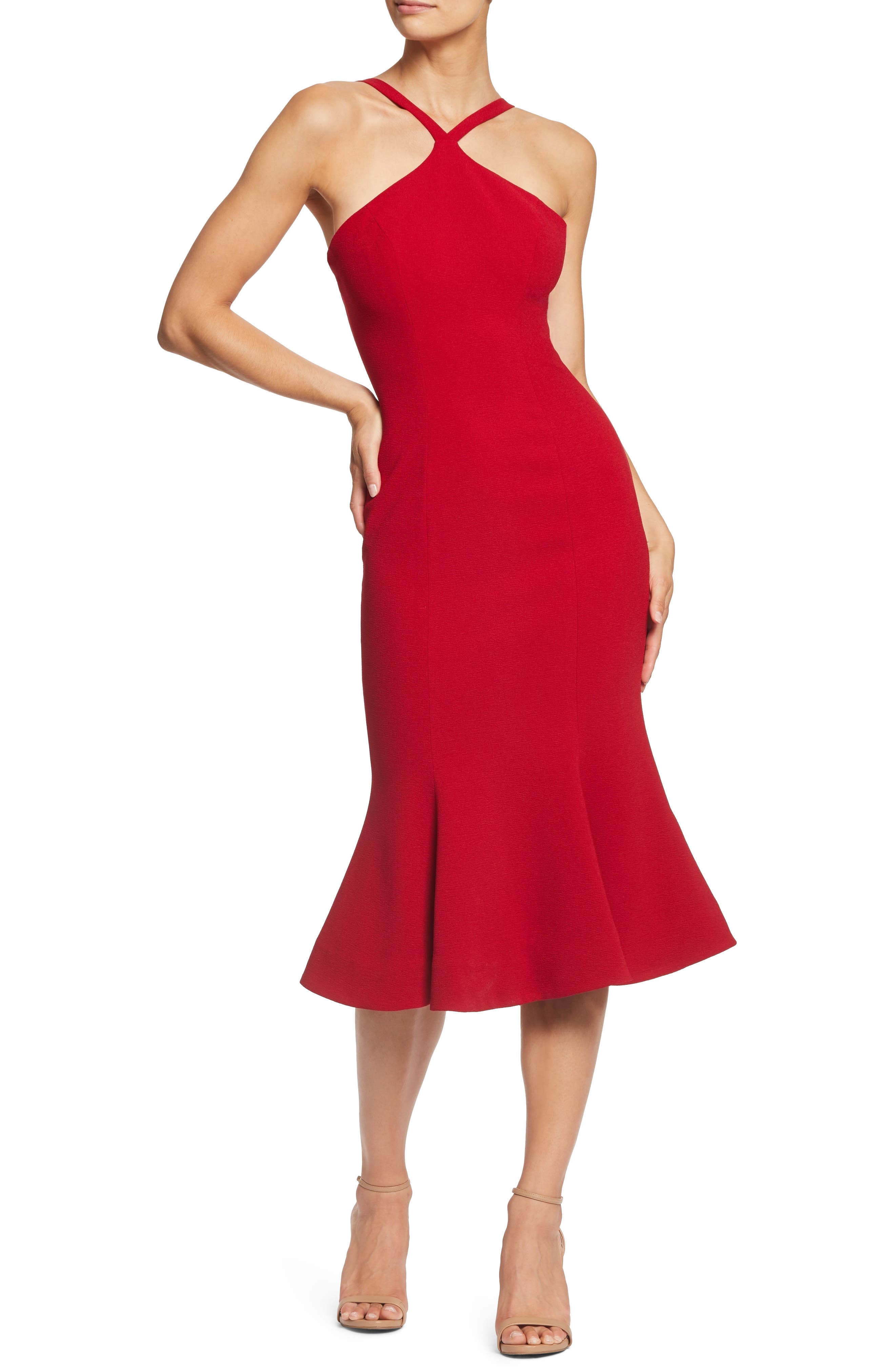 Dress The Population Tessa Crepe Mermaid Dress, Red